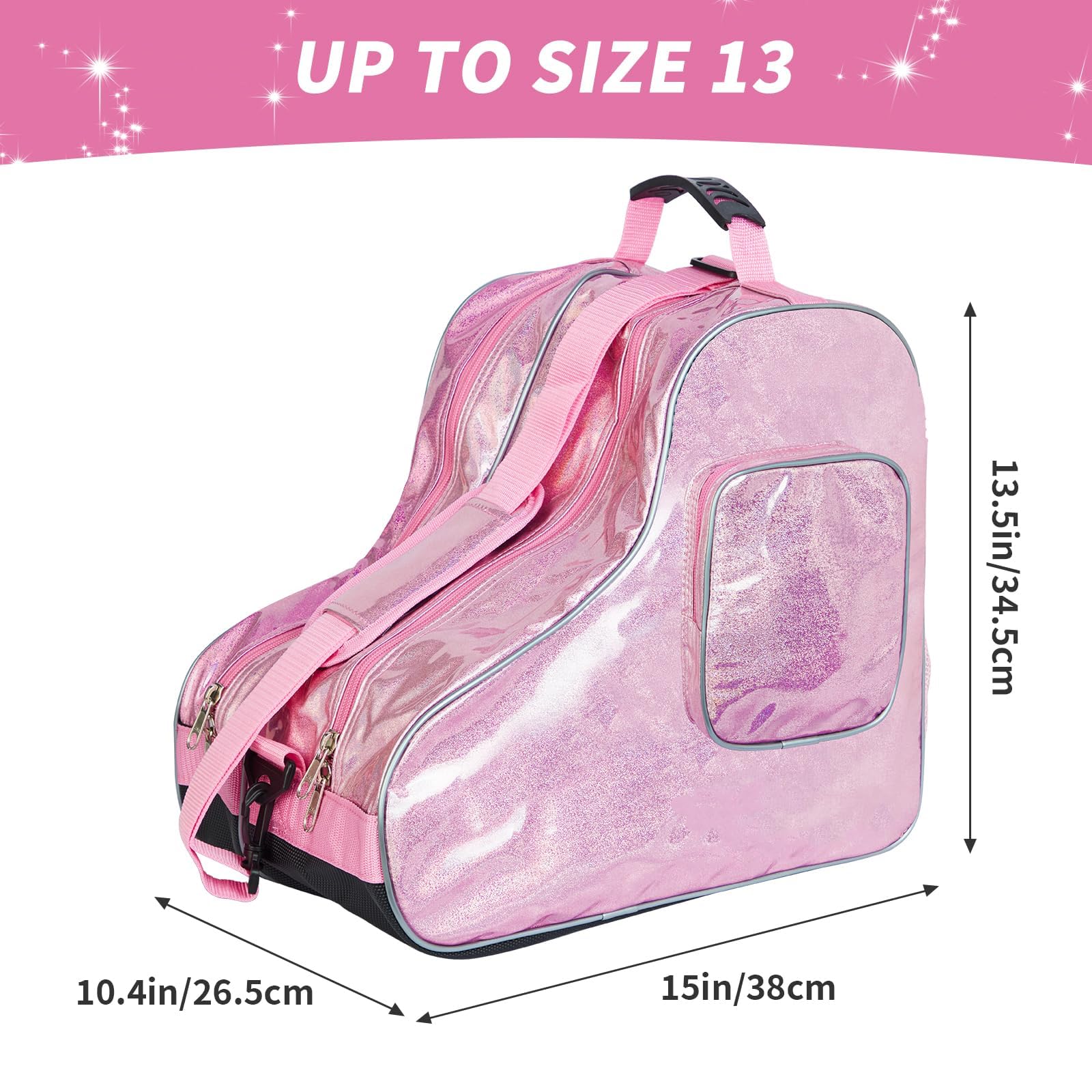 NUKied Sac à patins à roulettes respirant avec bandoulière réglable, grande capacité, patins à glace assortis pour enfants et adultes