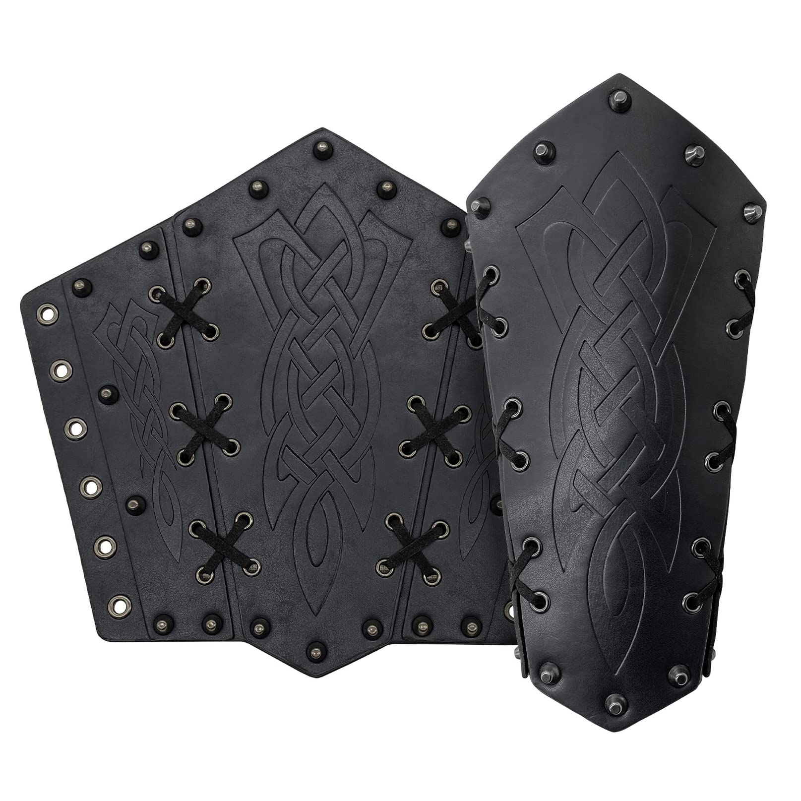 Parabraccia in pelle per tiro con l'arco vichingo medievale cosplay LARP 2 pezzi