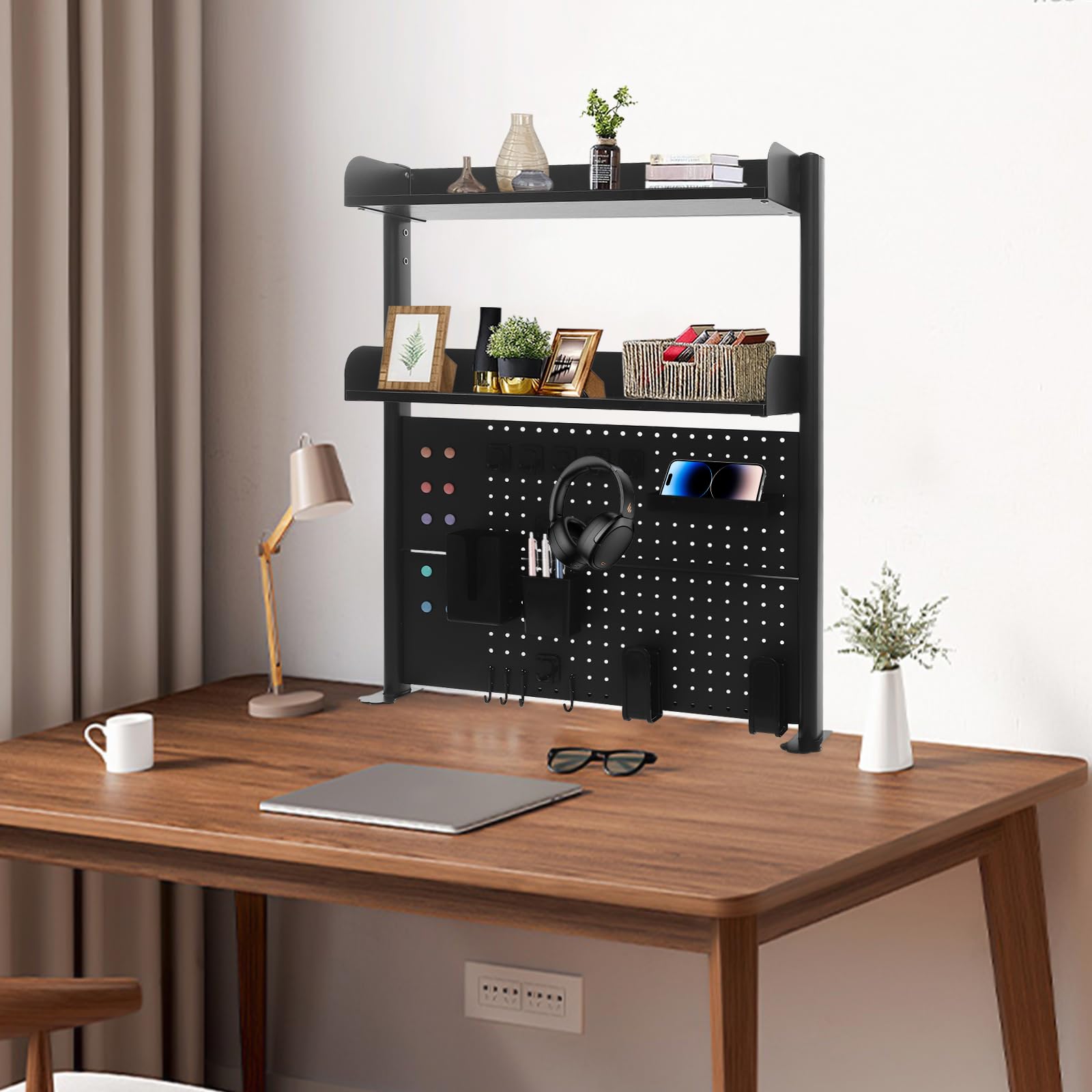 Libreria da scrivania a 2 livelli, per computer desktop, organizer da scrivania, per libri in studio, dormitori, cucine, camere da letto, soggiorno e uffici
