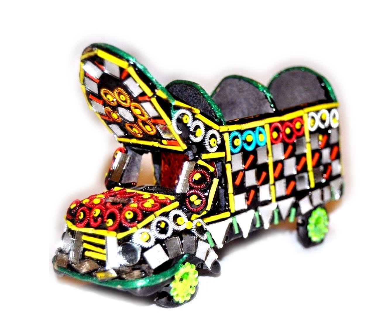Decorative Miniature Truck Mirror Beads Collectible Handmade Pakistan Art (4 inch)