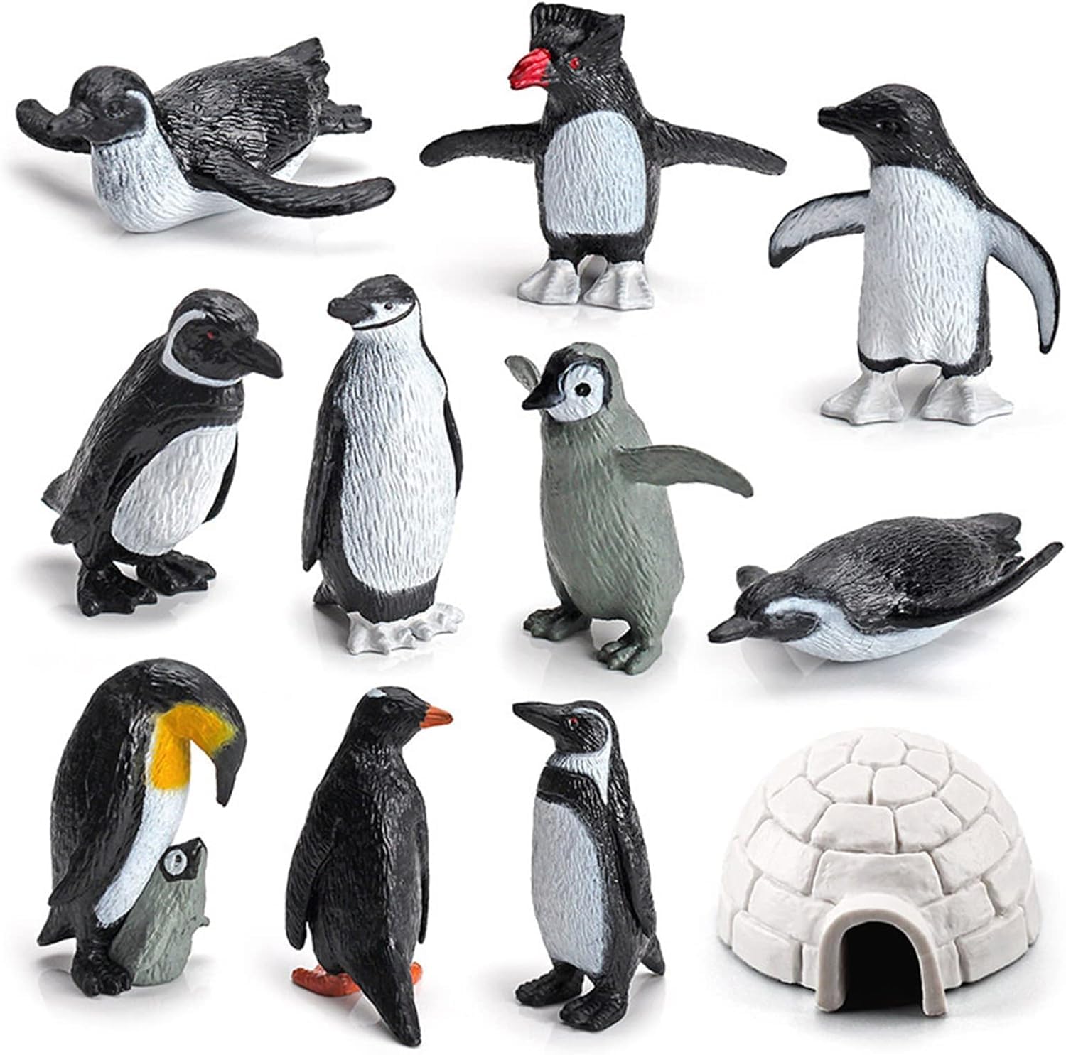 CyanCloud Realistic Penguin Figurines,Penguin Action Figurines,11PCS Plastic Polar Antarctic Animal Figures Set with Penguin Cub, Easter Eggs Cake Toppers Christmas Birthday Gift for Kids Toddlers