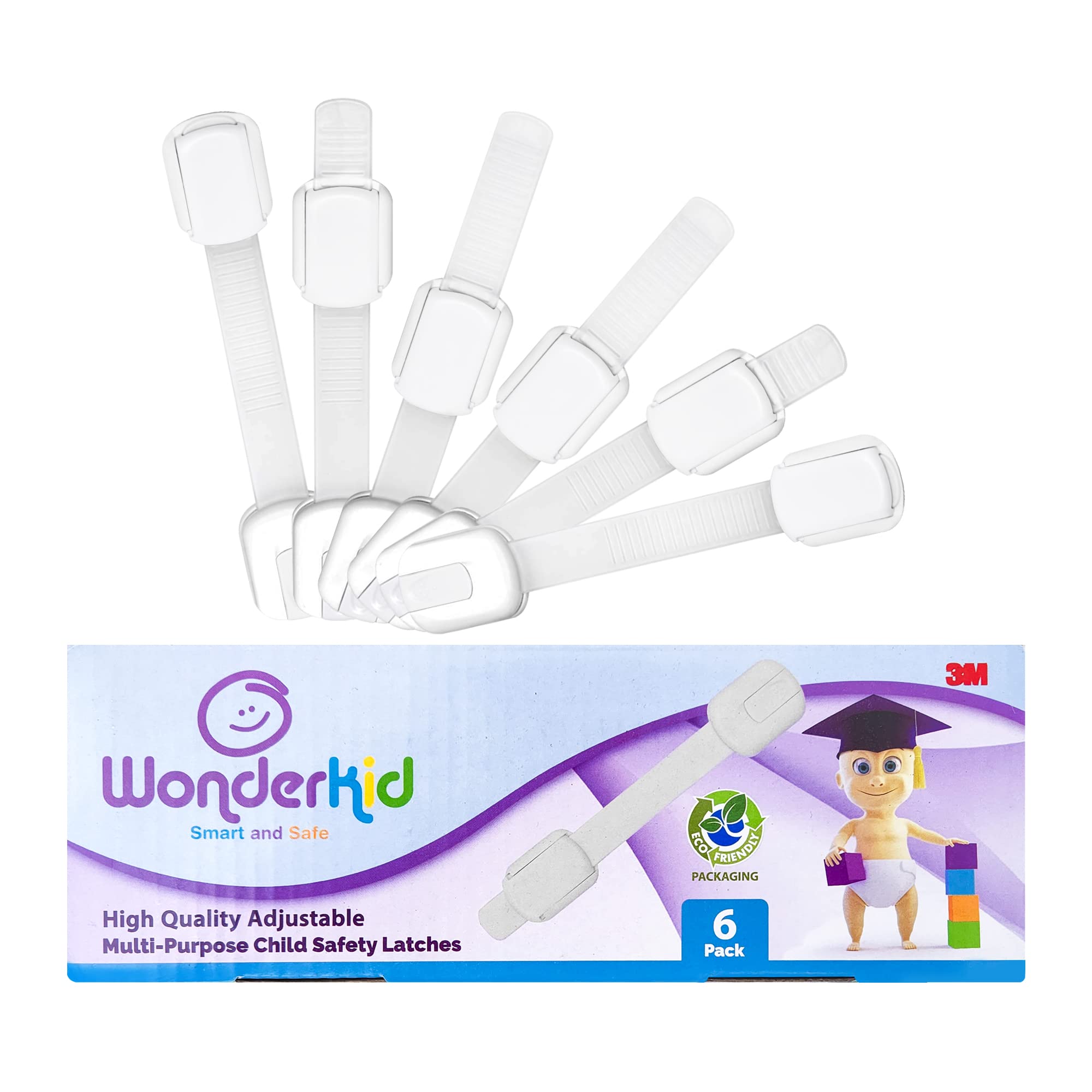 WONDERKID - Cerraduras de Seguridad para niños Reutilizables y Ajustables cerraduras para armarios a Prueba de bebés, Puertas y electrodomésticos