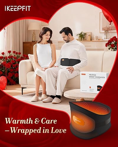 Miniatura 4 de IKEEPFIT Almohadilla térmica portátil para espalda, cinturón térmico inalámbrico con masajeador para aliviar el dolor de espalda baja, funciona con