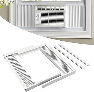 Forestchill Window Air Conditioner Side Panel with frame, Room AC Accordion Filler Curtain Kit Replacement, Include Window AC Side Panels & Frames (White, Fit 10,000 BTU Units)