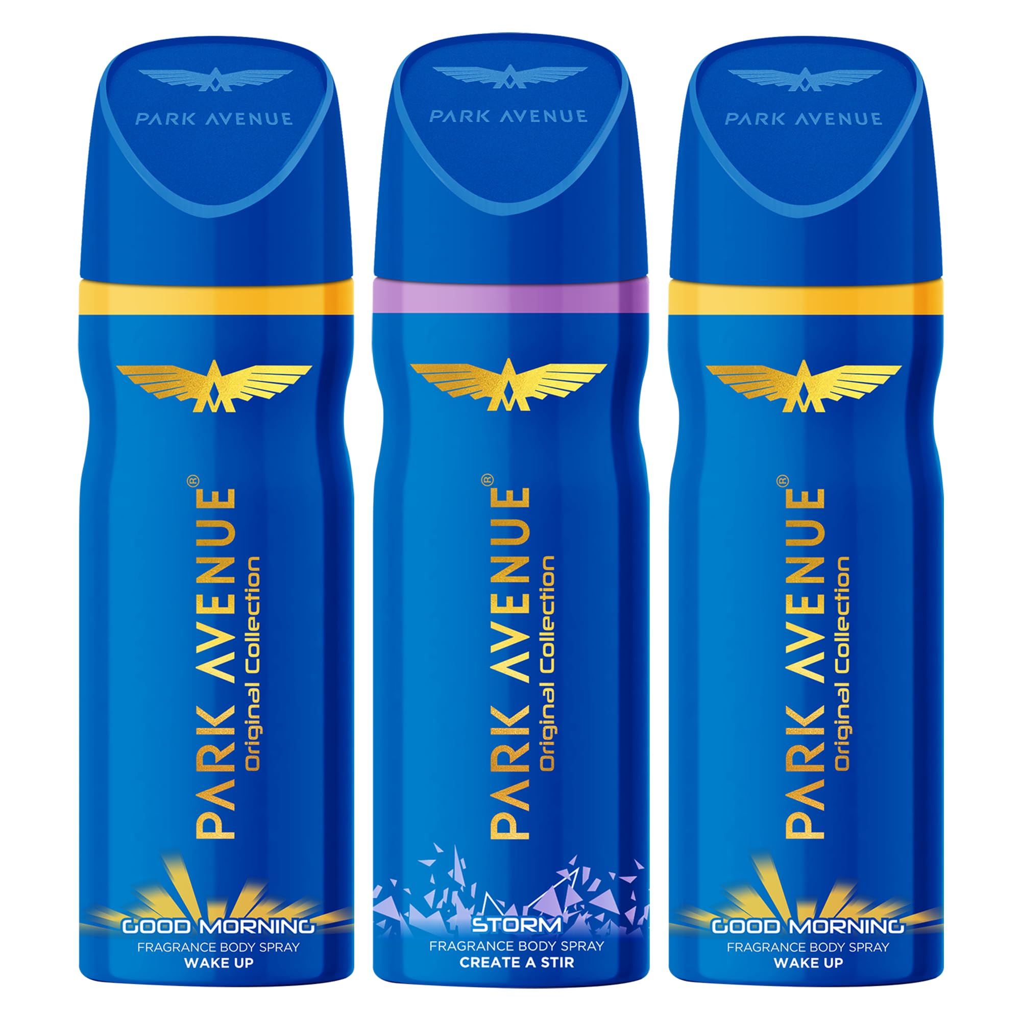 Park Avenue Body Deodorant for Men, 150 ml each (Pack of 3) - Good Morning and Storm