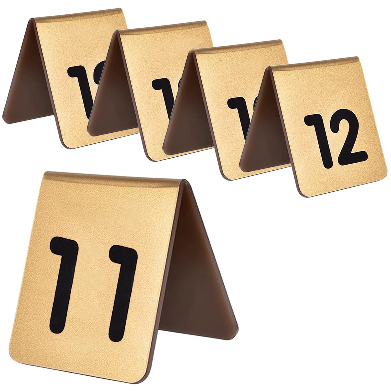 SaryEdge Table Number Cards 1-10/1-20, Metal Number Tags Tent Style, Place Cards Double-Sided, Thick And Reliable, Acrylic Table Plate For Restaurants, Wedding,Gold-1??10è?