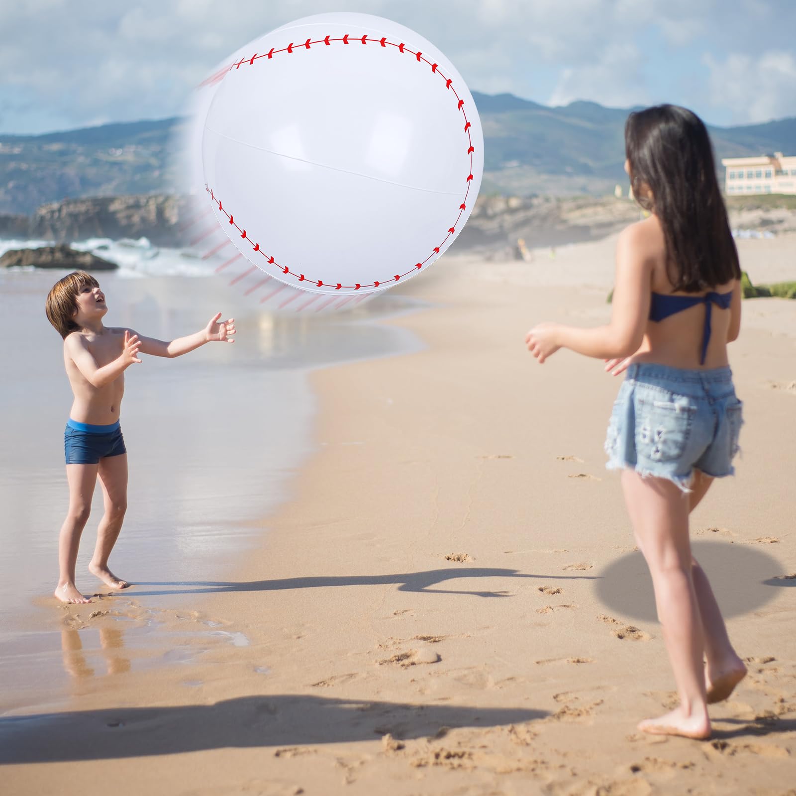 Pelota inflable gigante de béisbol de 27 pulgadas, para decoraciones de fiestas temáticas de béisbol y decoración de cumpleaños, juguetes de pelota de playa para niños 5