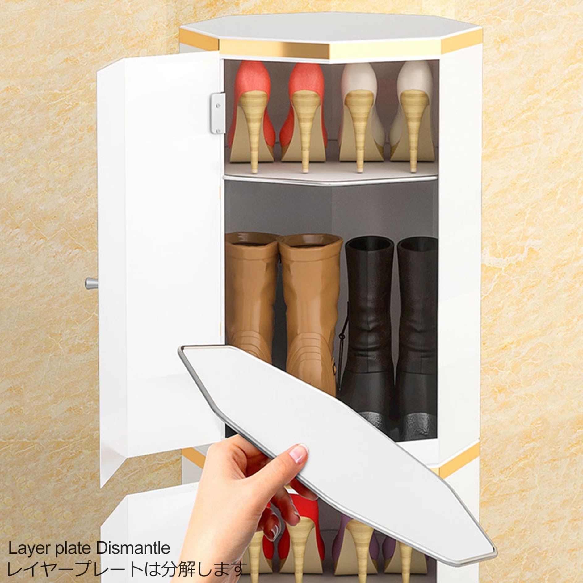 Schuhregal für den Eingangsbereich, Schuhschrank, schmaler, um 360 Grad drehbarer Schuhschrank aus Metall, 3/6/9/12/15-stufiges Schuhregal, freistehendes Schuhturmregal, Schuhregale für den Schrank
