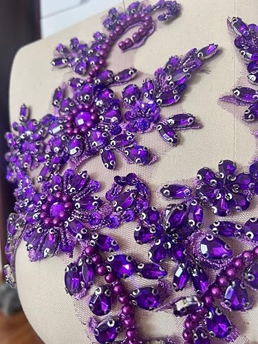 Vista 35 de Disfraces de costura, parches y apliques de encaje, adorno de decoración de pecho con cristales acrílicos de cristal, diamantes de imitación