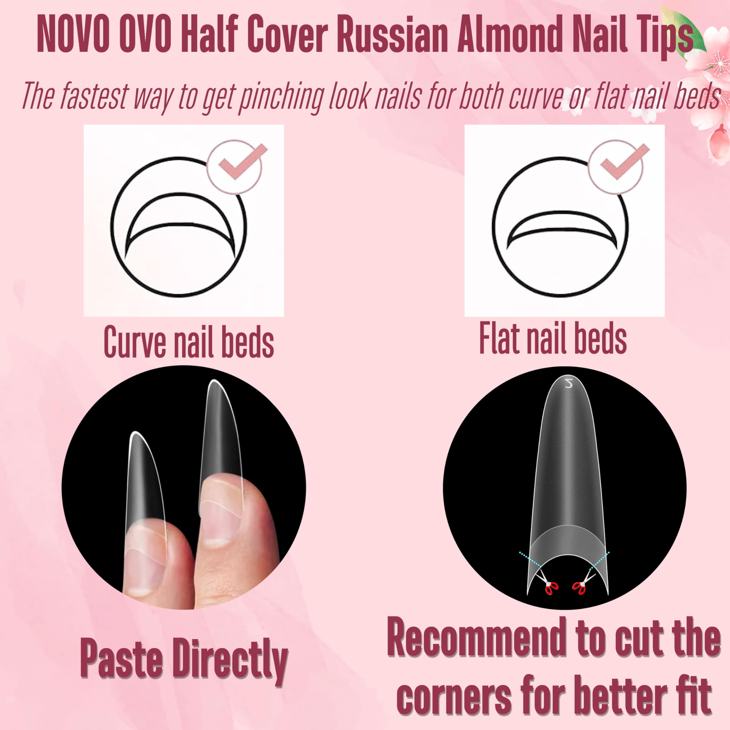 NOVO OVO Nail Tips Russian Almond Oval, Soft Gel x Acrylic Nail Kit for Russia 3D Sculptured Edge Fake Nails Manicure - Image 4