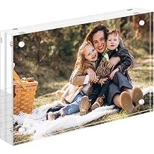 إطارات صور أكريليك، SAREAL 4 x 6 إطار أكريليك، 10 x 15 سم إطارات صور شفافة قائمة بذاتها إطار صور مغناطيسي مزدوج الجوانب، 1Pack