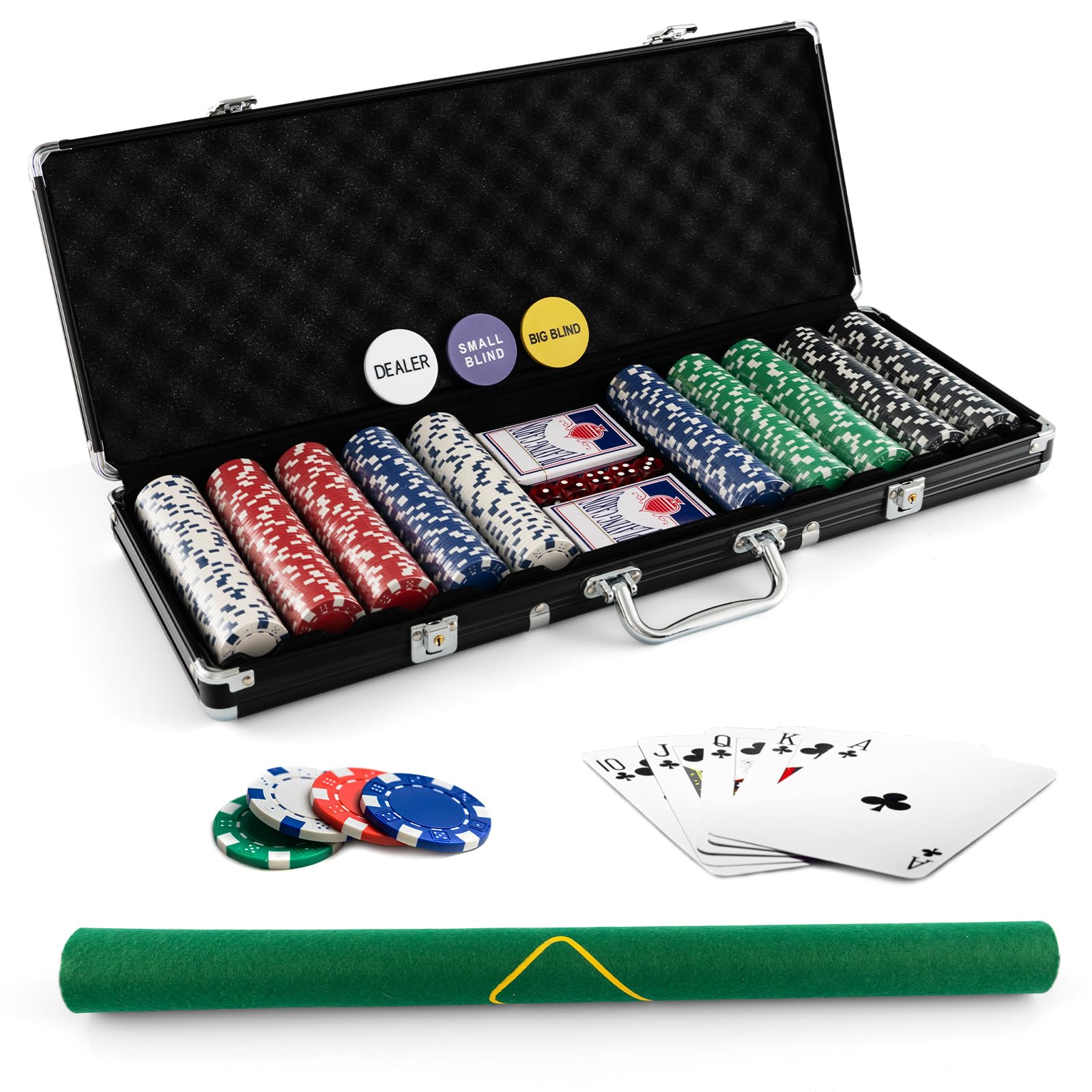 GIANTEX ポーカーチップ 300枚 5色 数字入り 9点セット カジノ14g