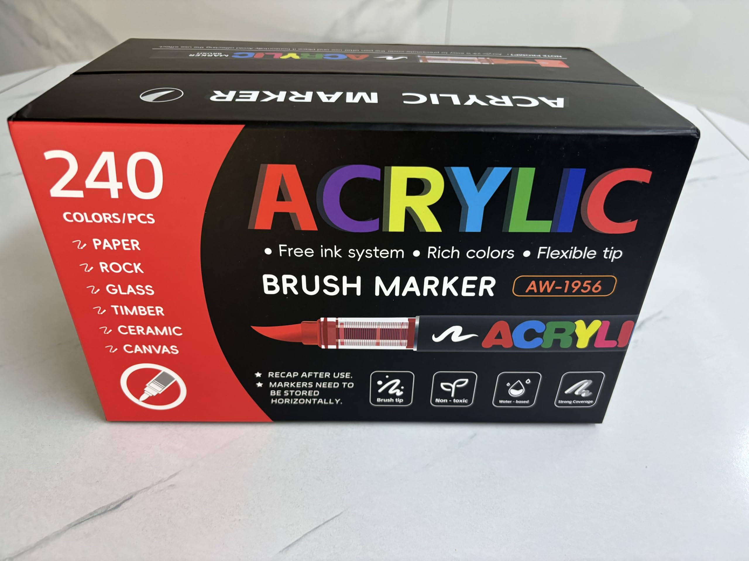 240 Farben Acrylstifte für Steine Wasserfest, Acrylstifte Marker Set, 1-5 mm Pinselspitze Acrylic Pens Set für Steine Bemalen, Stoff, Glas, Keramik, Leinwand, Papier, Holz, Metall, Deko