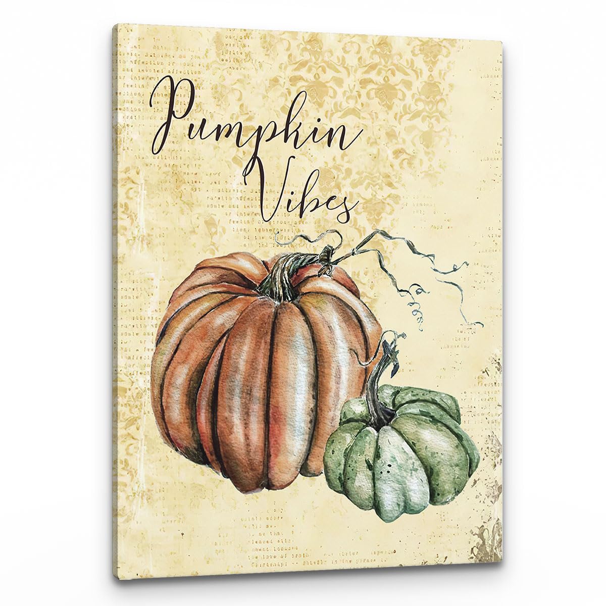 PHAMTE Fall Wall Art, Fall Canvas Wall Art, Pumpkin Vibes Wall Art, Rustic Vintage Autumn Pumpkin Fall Print Framed Canvas Painting Artwork For Kitchen Home Bedroom Living Room Office Decor(11x14)