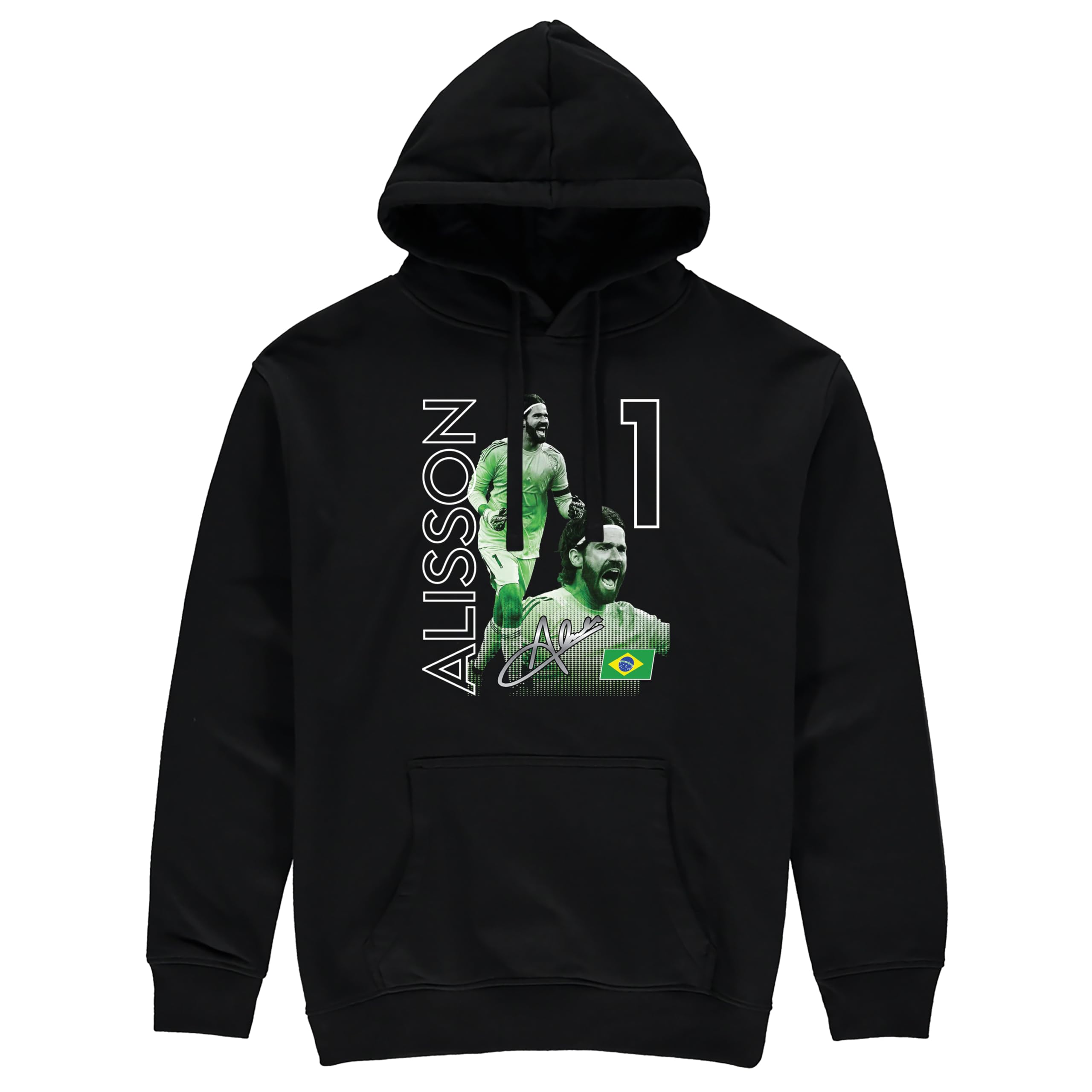 Partisan Liverpool Alisson Hoodie - Adult Sizes - Black or Burgundy (UK, Alpha, XXL, Regular, Regular, Black)