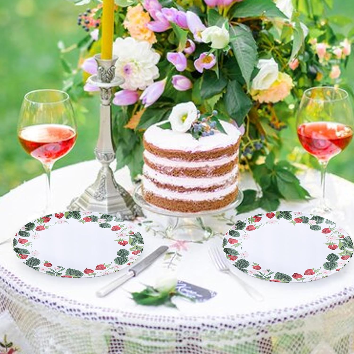 6-Pack Melamine Dinner Plates - 10 Inch Lightweight, Durable & Unbreakable Round Plates for Indoor/Outdoor Use - Strawberry - Image 7