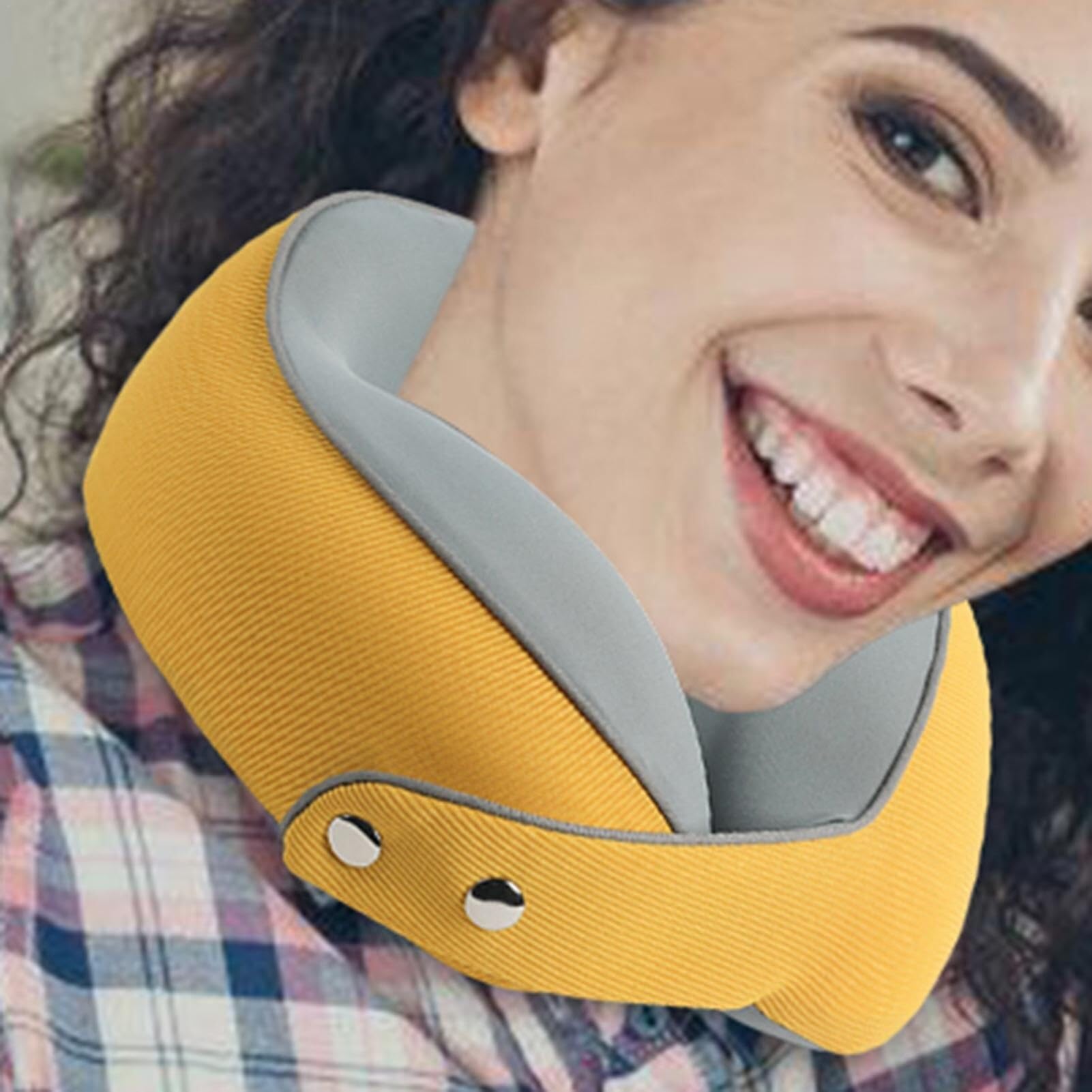 Poduszka Podróżna Poduszka Podróżna Z Pianki Memory Foam, Regulowana, W Kształcie Litery U, Do Samolotu I Samochodu Poduszka na Kark(Yellow)
