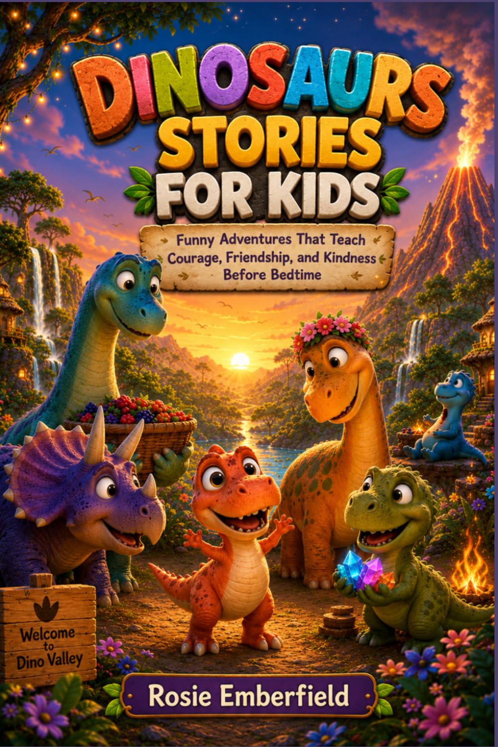 DINOSAURS STORIES FOR KIDS: Funny Adventures That Teach Courage, Friendship and Kindness Before Bedtime