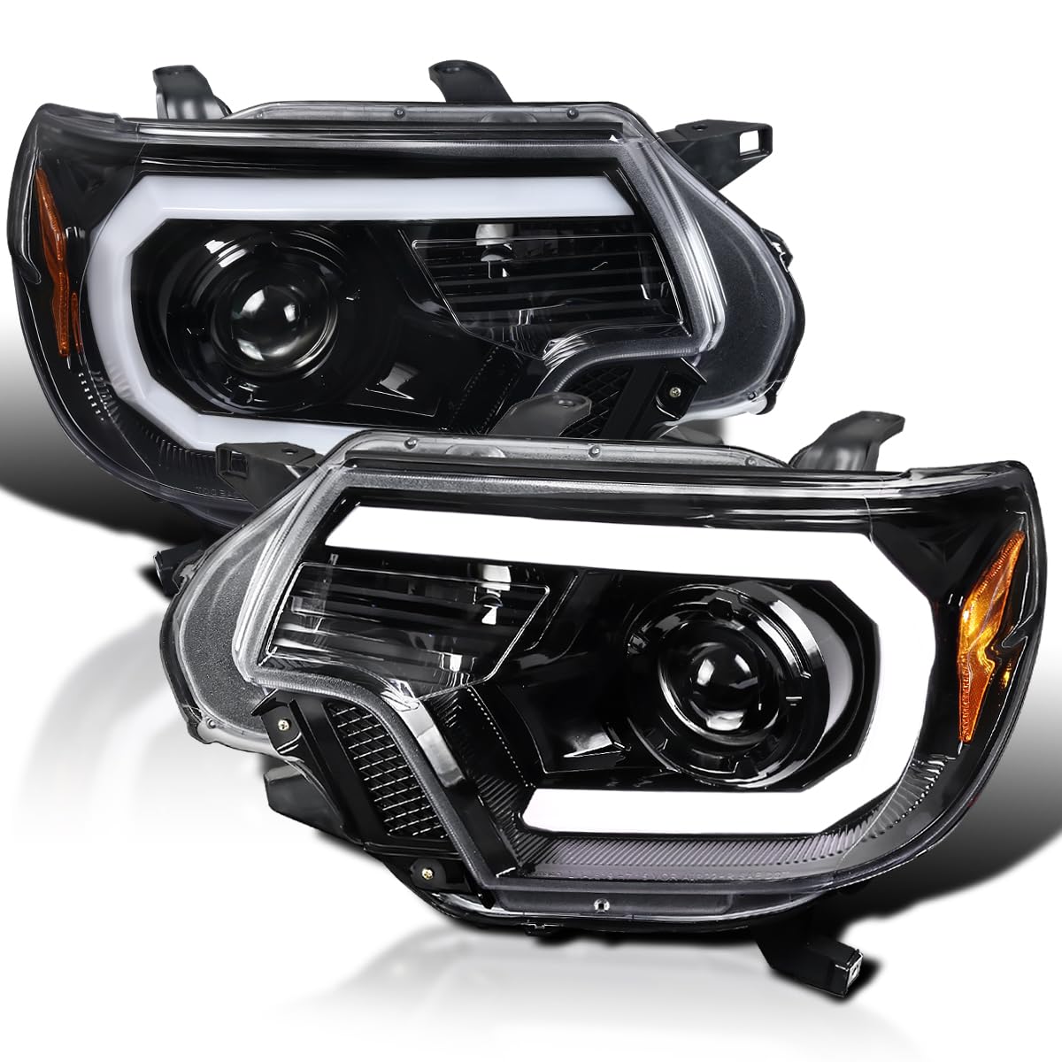 SPEC-D TUNING Jet Black LED Light Bar Projector Headlights for 2012-2015 Toyota Tacoma