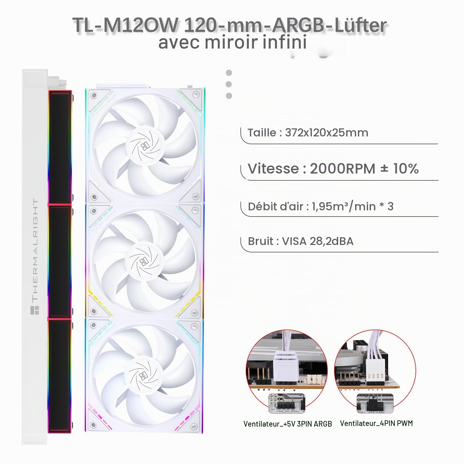TR-Thermalright Levita Vision 360 ARGB White Refroidisseur de liquide pour processeur, écran incurvé 3D de 6,67" avec résolution de 2400 x 1080 - Magnétique - Format d'image 5,5:4,5 - Pour AM5