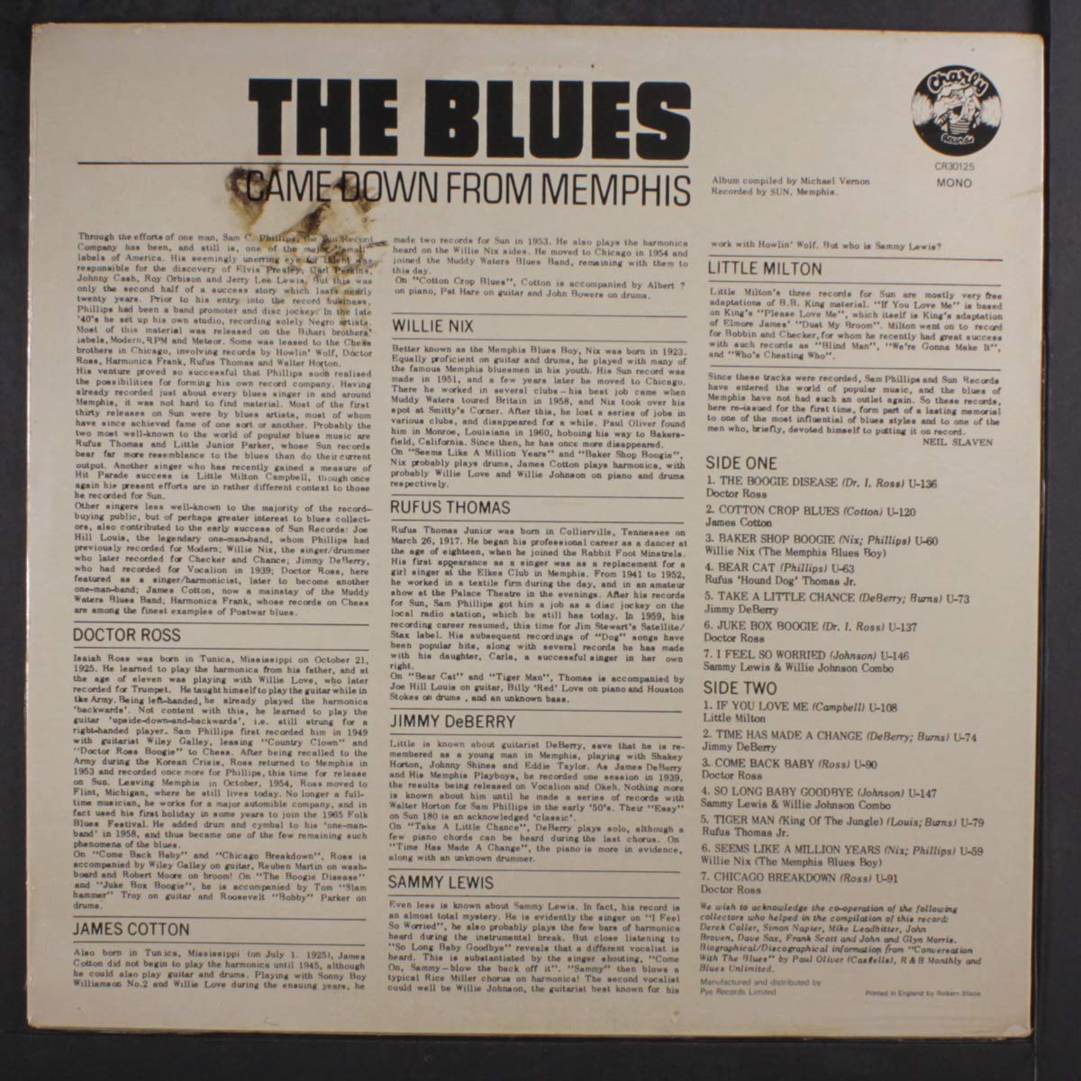 the blues came down from memphis LP