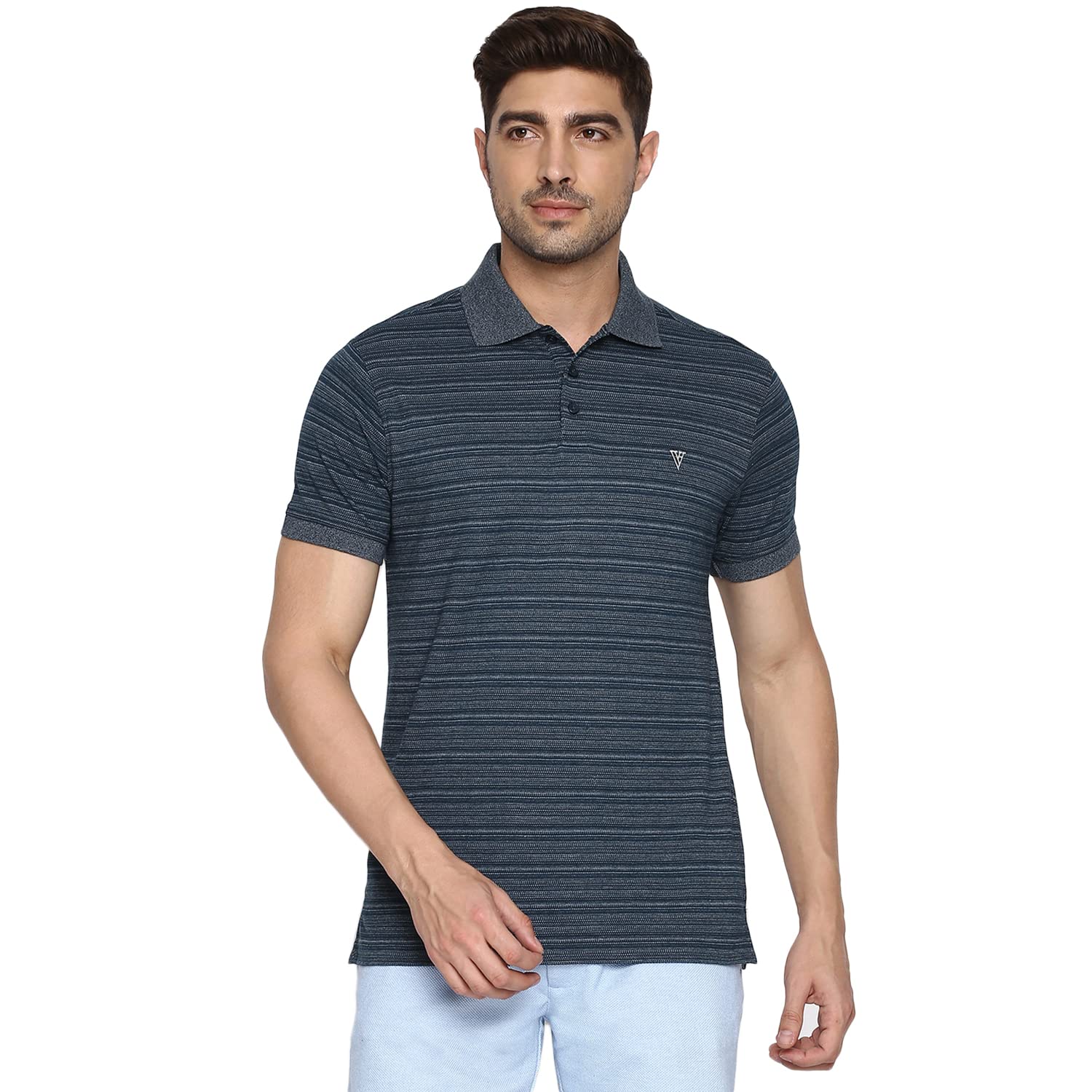 van heusen Men Athleisure Ultra Soft Polo T-Shirt - Short Sleeve, Heathered-picture-52