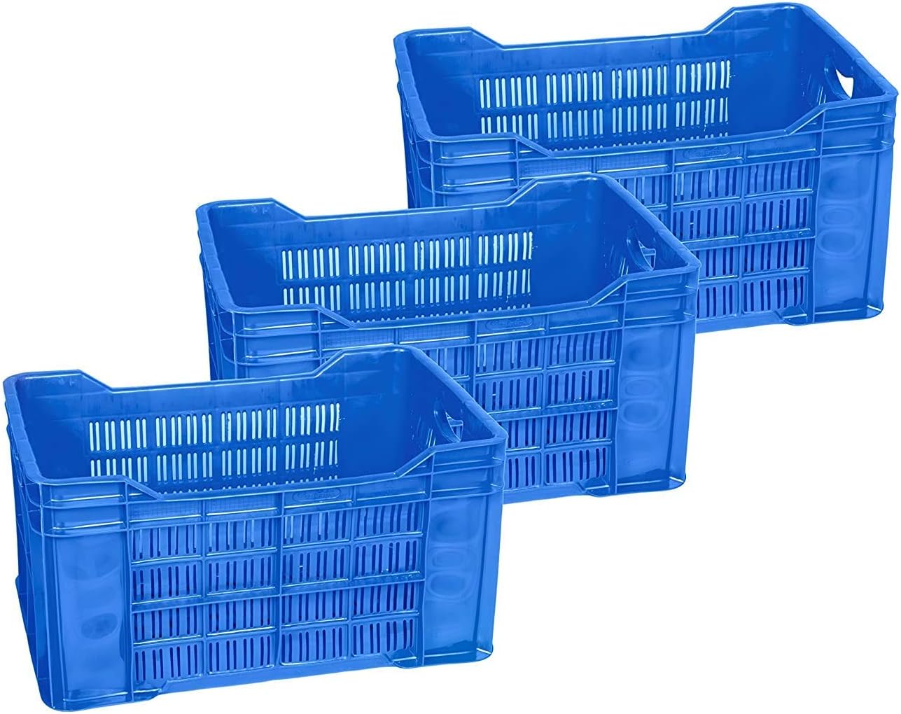 Plastic 20 KG CRATE 3 PC Combo Blue 54.2X36X30 Cm