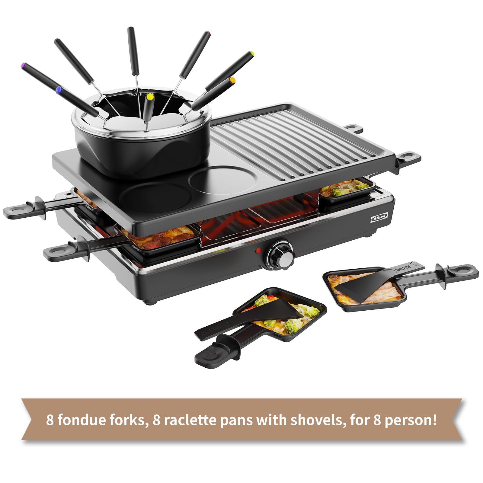 Electric Fondue Set - Grill & Raclette for 8 -3