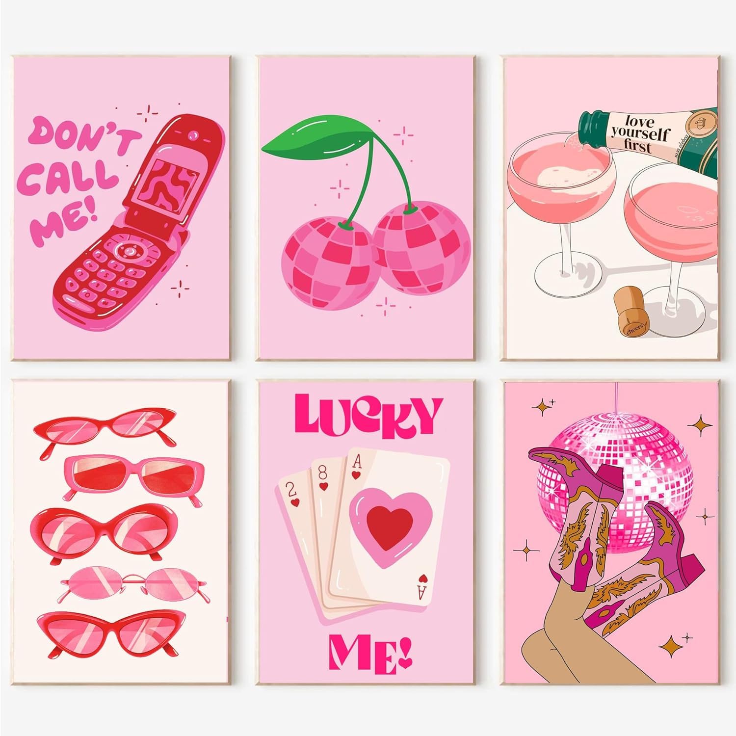 6 Pack Simple Paint by Numbers for Adults Beginner Paint by Numbers Kits Pink on Canvas,Bedazzle Canvas Kit,12x8 Inch DIY Macarons Paint by Numbers Kit with 26 Colors for Girls' Night In&Craft Party — image 1