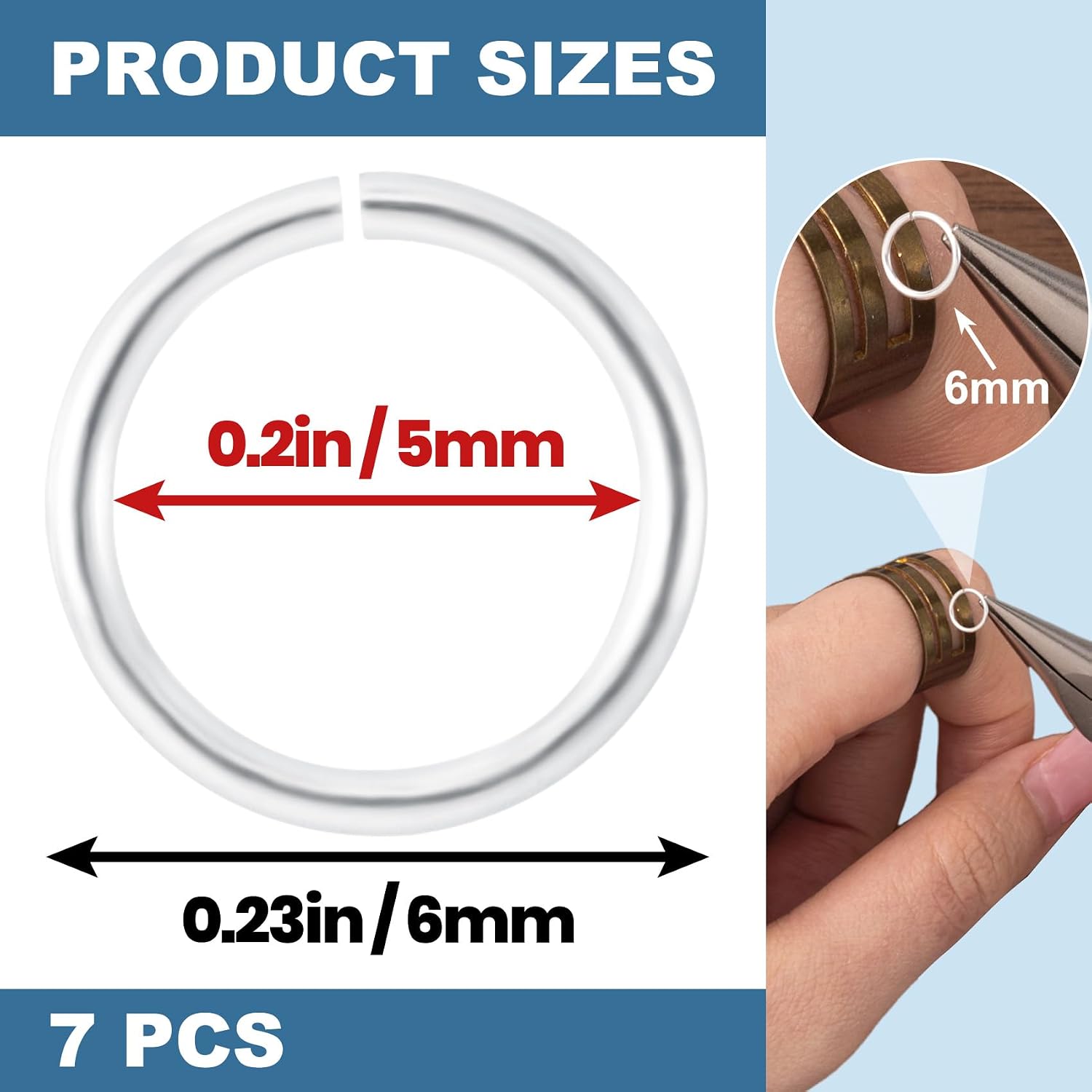7pcs Split Jump Ring for Jewelry Marking, 925 Sterling Silver Mini Key Rings, 6mm Round Rings Connectors for Necklaces Bracelets Earrings Keychains DIY Crafts image 2