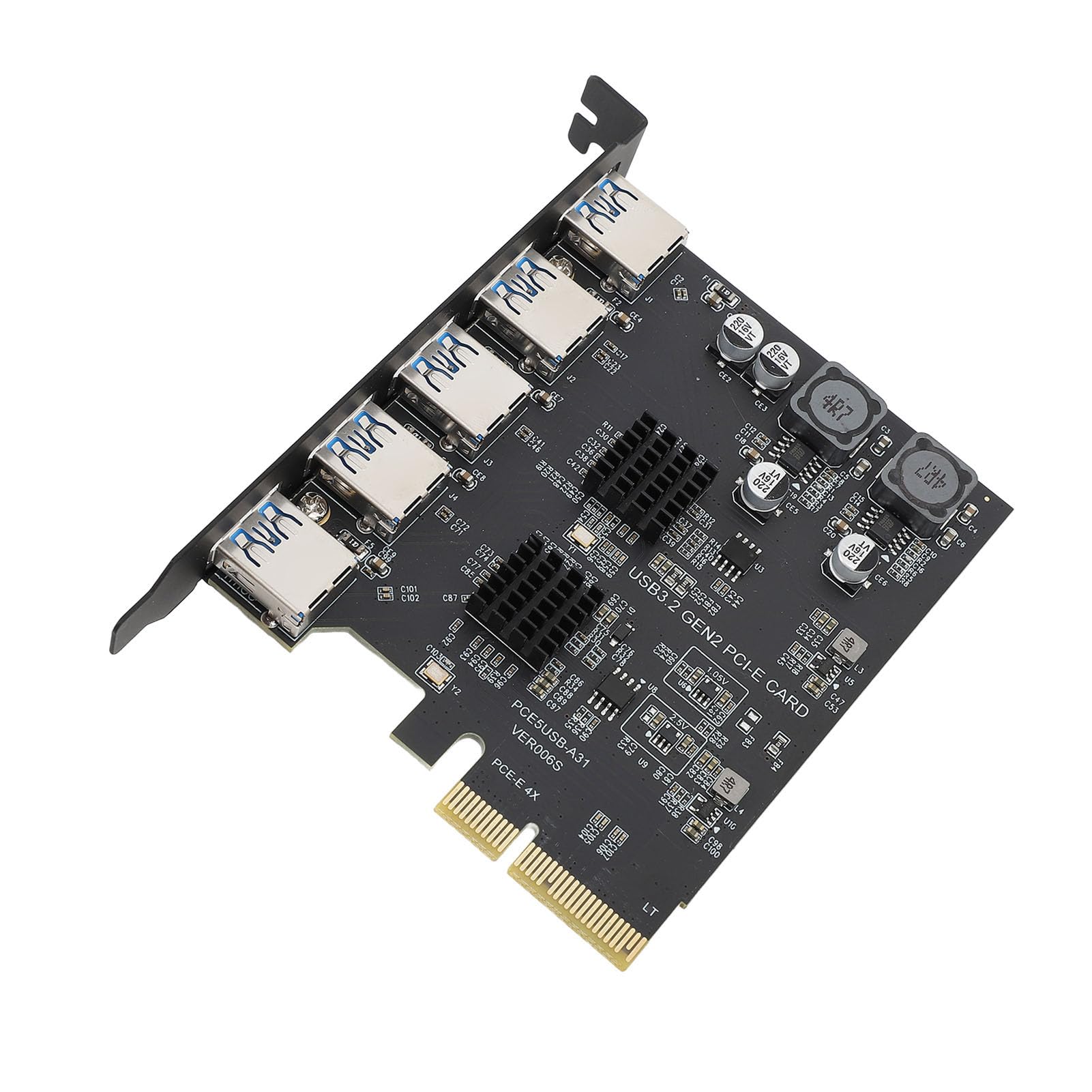 Garsent Scheda di Espansione USB 3.2 Gen 2 Scheda Adattatore PCIe 4X A 5 Porte 10 Gbps Tipo A per 7 10 11, Chip ASM3142, Trasferimento Dati Veloce