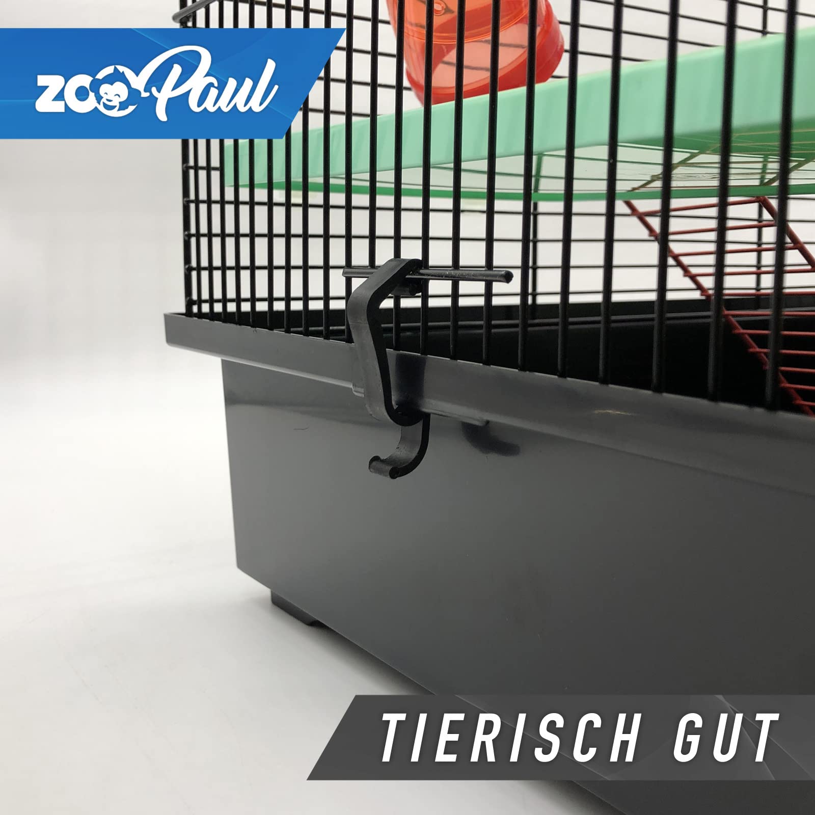 ZooPaul Hamsterkäfig XXL mit Zubehör Bunt für Hamster und Mäuse, Nagerkäfig mit Burg, Treppe, Tunnelsystem, Laufrad und Häuschen, 67 x 49 x 32 cm, Schwarz