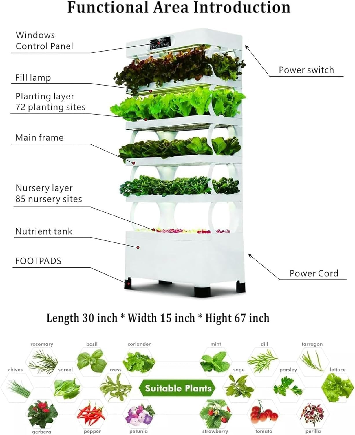 Hydroponics Growing System Tower Hydroponics Growing System Large, Herb Garden Gift, White, with Sponges, 160Pcs Planting Baskets, Watering Can, Etc 0828