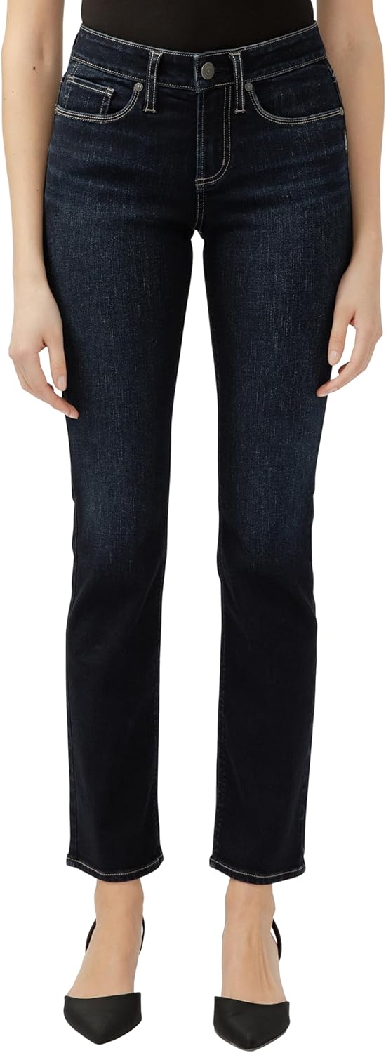 Silver Jeans Co. Women’s Suki Mid Rise Curvy Fit Straight Leg