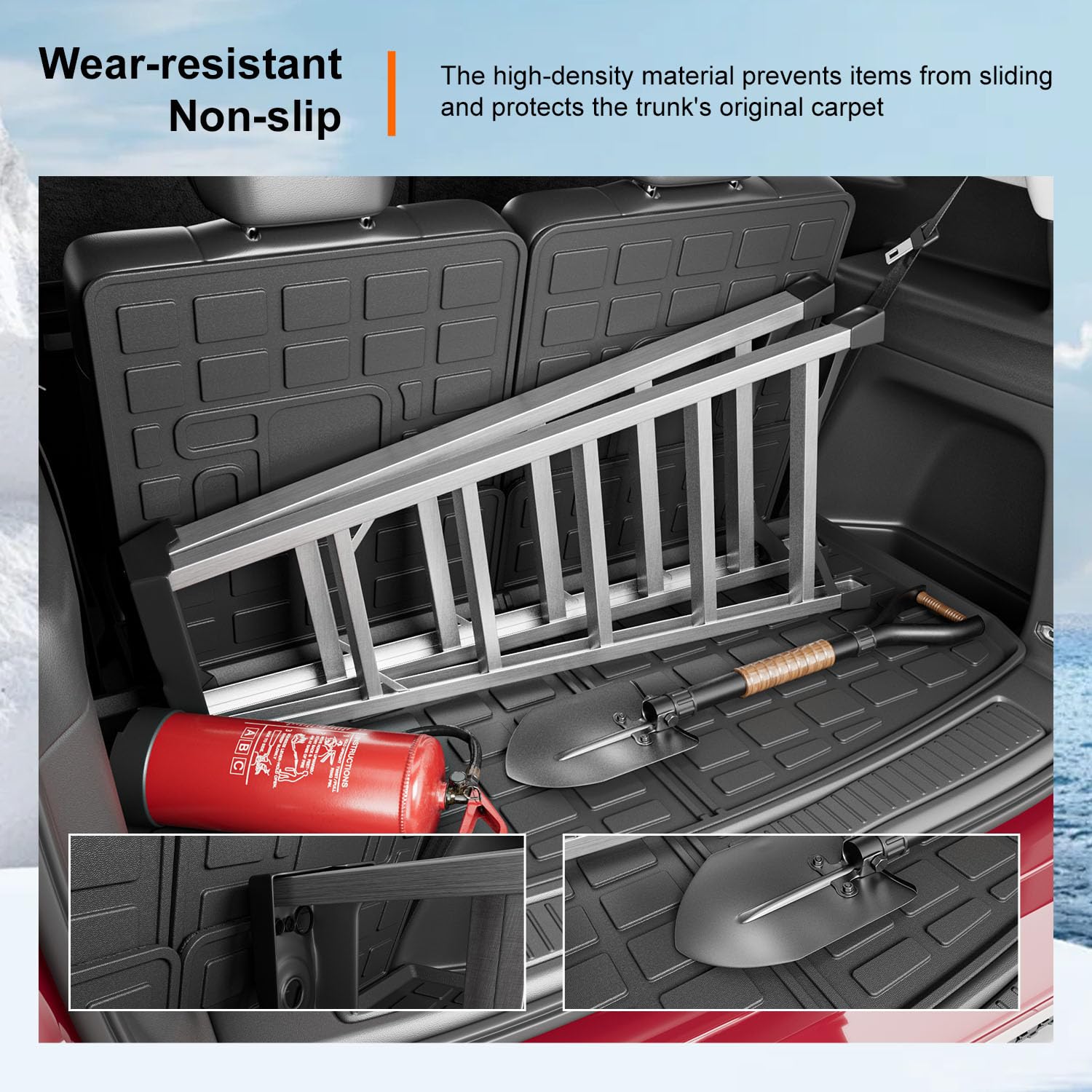 powoq Cargo Mat Compatible with 2021-2025 Jeep Grand Cherokee L Overland Trunk Mat Backrest Trunk Liner TPE Cargo Liner Replacement for 2021-2025 Jeep Grand Cherokee L Accessories