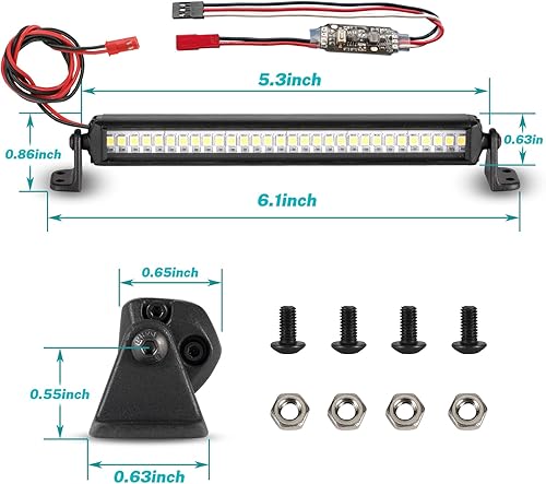 Miniatura 2 de Barra de luz RC 30 LED de 5.3 pulgadas de aluminio RC Luces RC Crawler Accesorios para Axial SCX10 Traxxas TRX4 TRX6 Arrma Senton Redcat GEN7 1/8