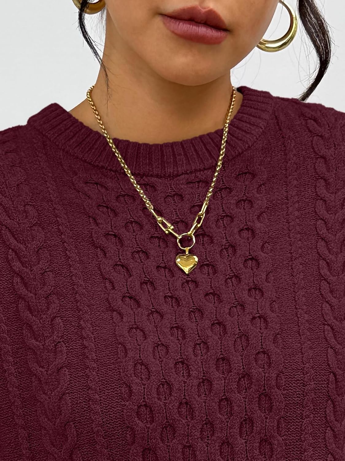 Trendy Queen Oversized Cable Knit Sweaters for Women Trendy 2026 Fall Fashion Outfits Pullover Crewneck Sweaters Tops - Image 5