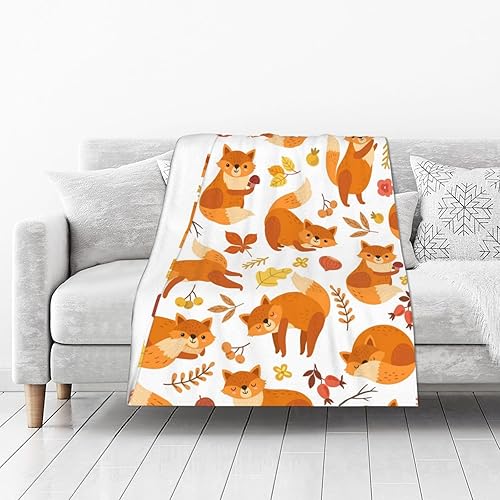 Miniatura 2 de Manta de zorro para mujer, suave manta de forro polar de verano, lavable, manta ligera de viaje para sofá, cama, sofá para todas las estaciones (50