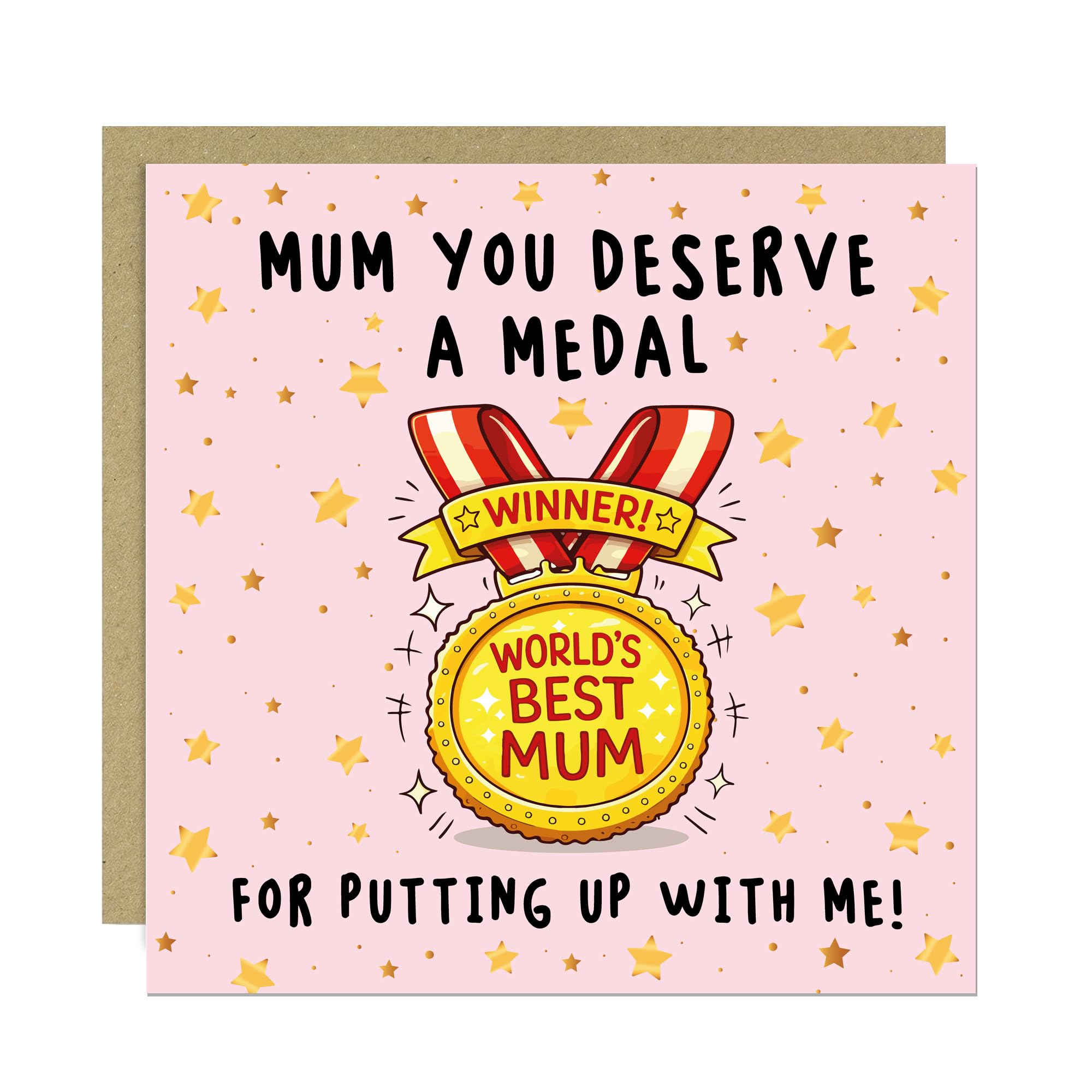 RED OCEAN Joke Mothers Day Card, Mum Card From Daughter Son, Worlds Best Mum Cards, Mother Birthday Card With Kraft Envelope, Thank You Cards For Her