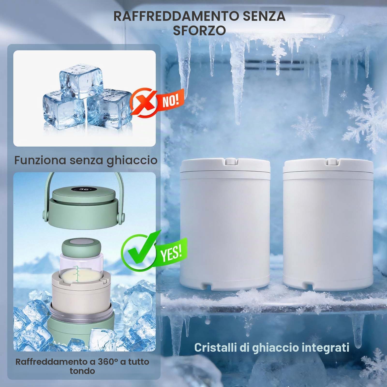 Raffreddatore per latte materno da 22 once con visualizzazione della temperatura 360 ° di raffreddamento totale della bottiglia di latte refrigerante per il viaggio