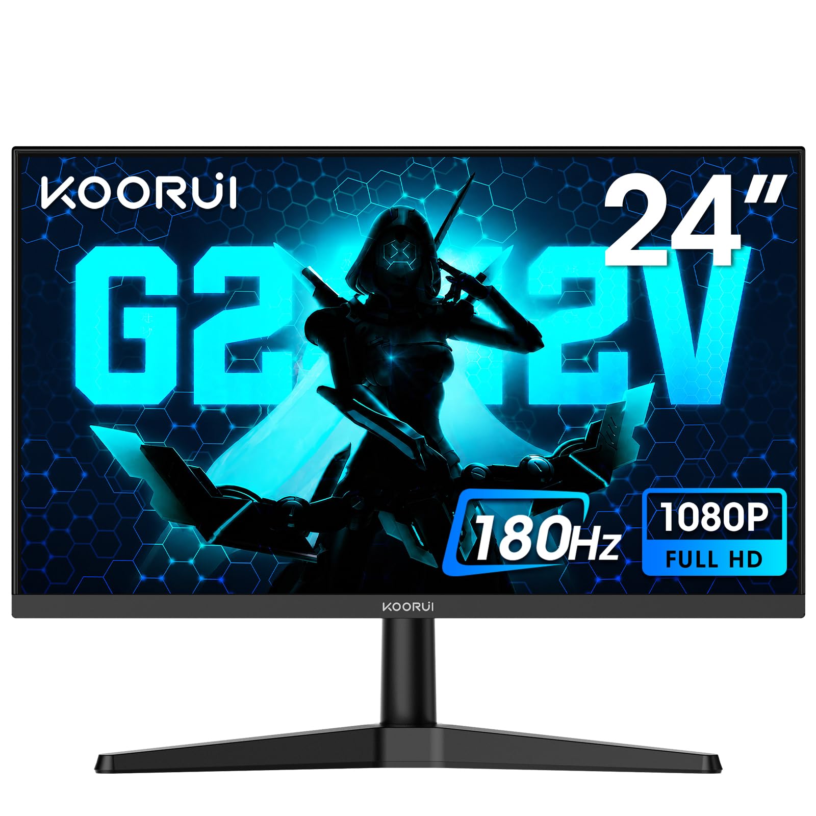 KOORUI 24 Inch Gaming Monitor, 180Hz, Full-HD 1080P, VA | Adaptive Sync, VESA Mountable, HDMI/VGA, Low Blue Light, 99% SRGB