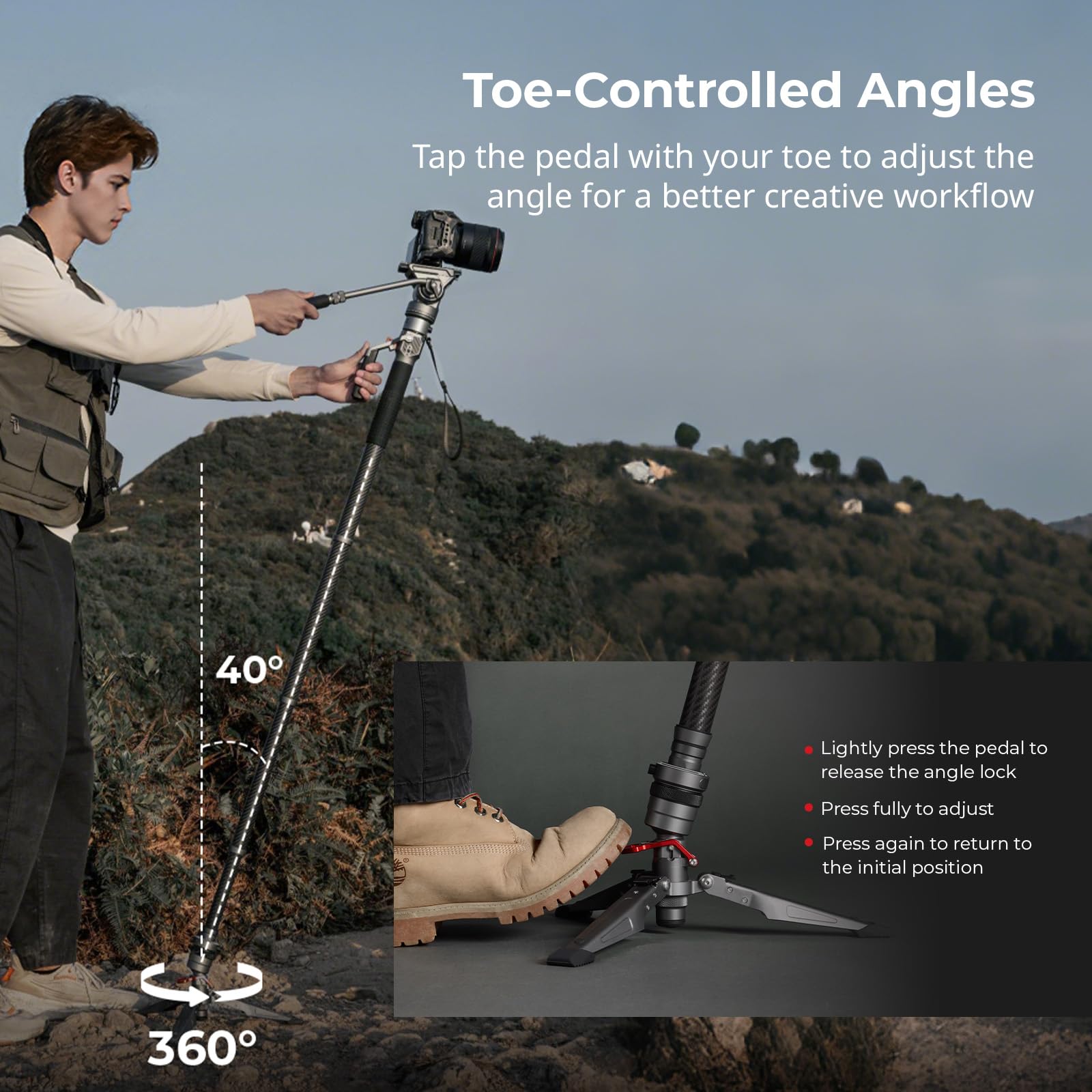 Amazon | SmallRig 175cm カーボンファイバー製ビデオ一脚 カメラ用