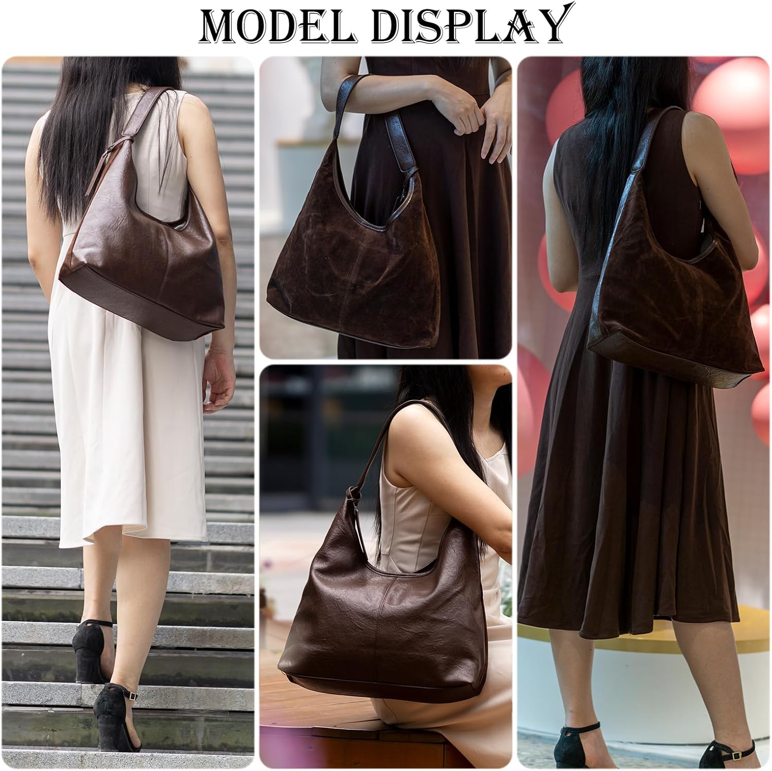 Soft PU Leather and Suede Tote Bag Shoulder Bag for Women - Large Capacity Hobo Bag with Interior Pockets - Image 6