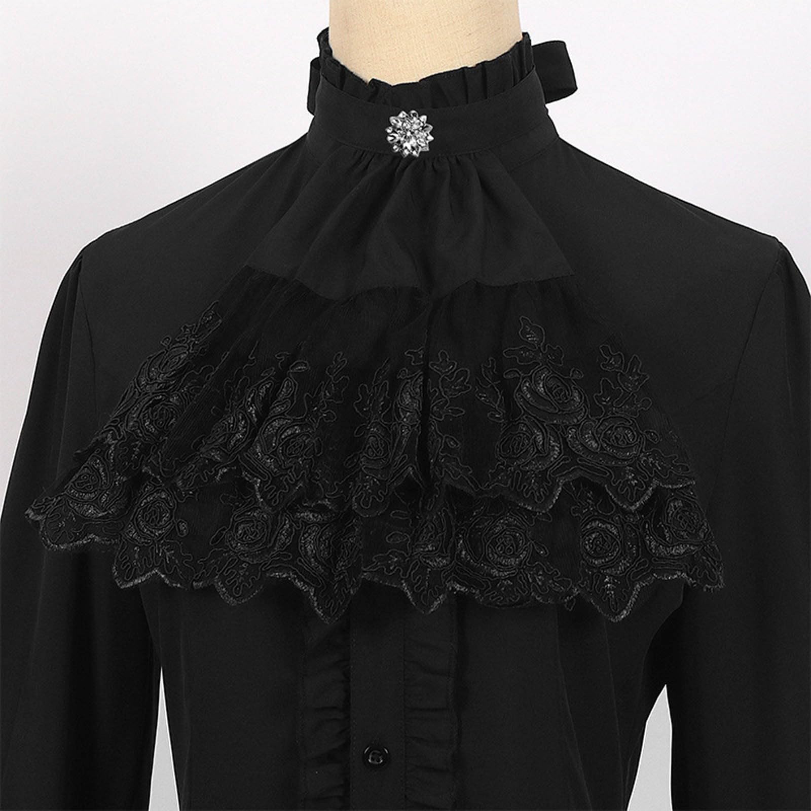 Camicetta da donna medievale Lolita camicia a maniche lunghe in pizzo volant camicetta steampunk gotica camicia halloween carnevale cosplay party vittoriano rinascimentale camicia con volant