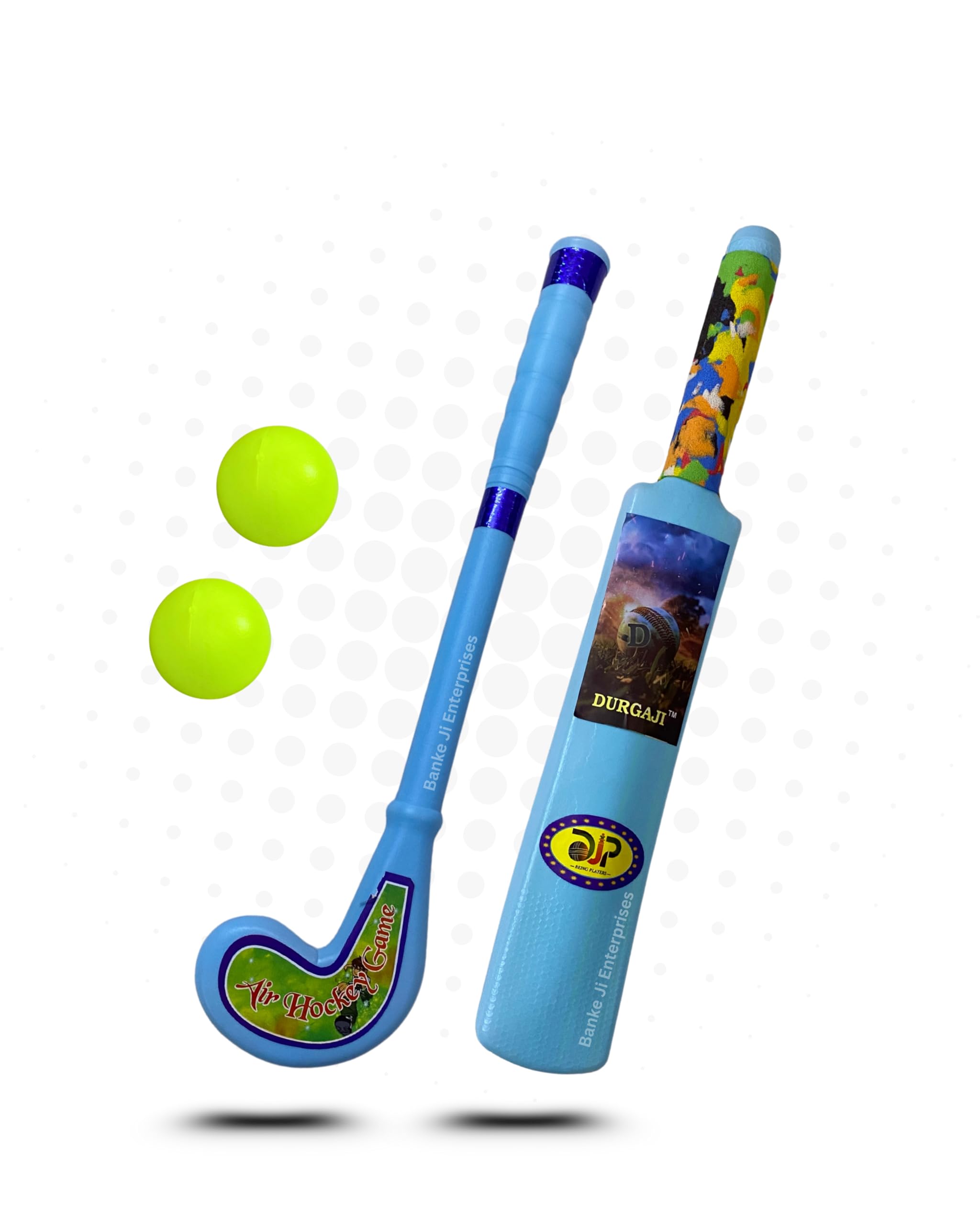 Banke Ji 3 in 1 Sports Combo - Cricket Bat, Hockey Stick, Tennis Racquet with Balls (Blue Cricket Bat, Blue Hockey Stick & Blue Racket) 2