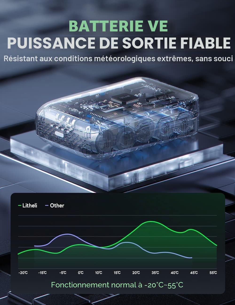 Litheli Batterie de rechange 20 V, 10 000 mA au lithium U20 Power Tools et équipement d'alimentation d'extérieur