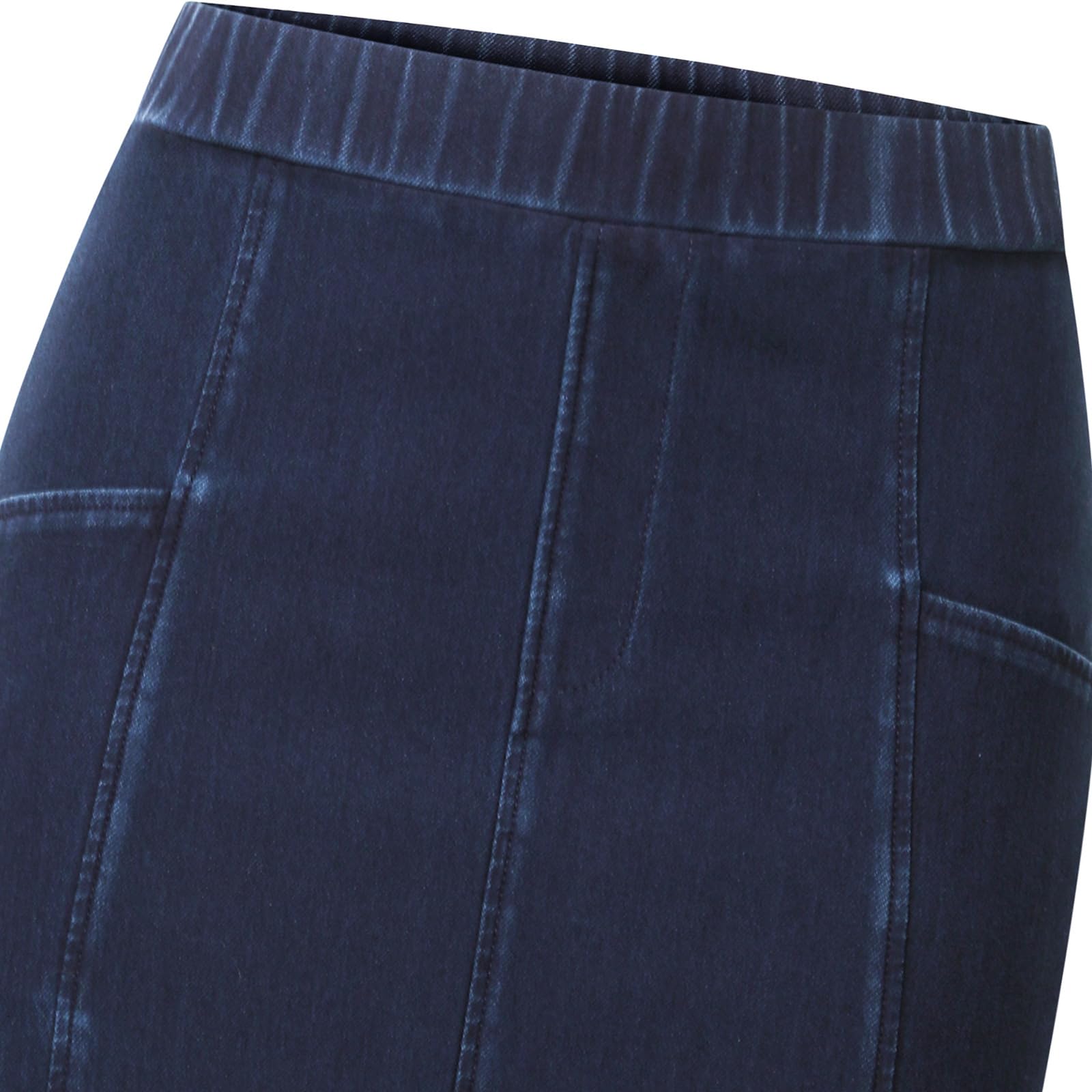 Faldas Vaqueras para Mujer, Denim Azul Lavado, Cintura Alta Elástica, Bolsillos Laterales, Faldas Midi De Corte A, Verano, Informal, Diario, para Salir, Elegantes, Parte Inferior