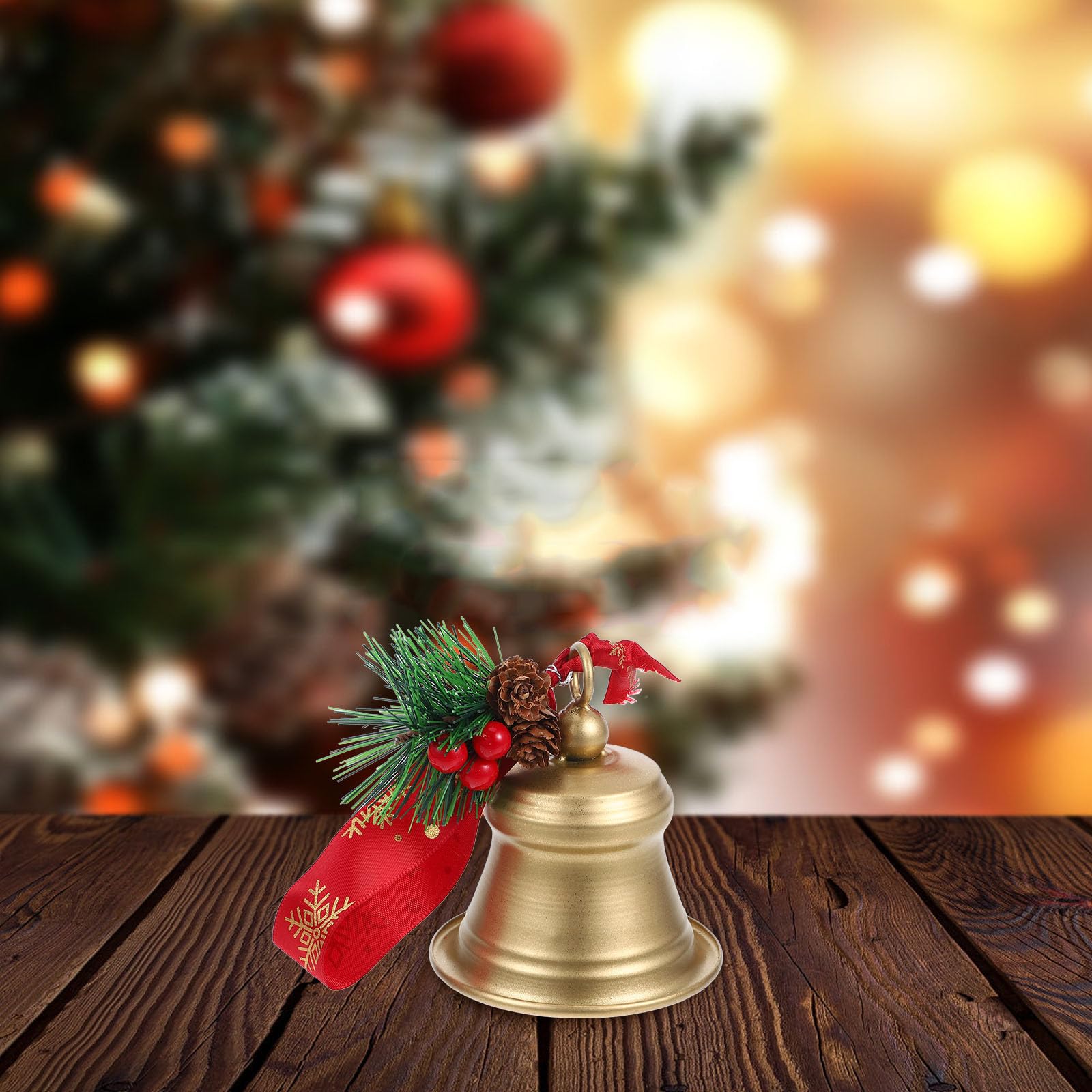 TOYANDONA 4 Piezas Campana Navideña Colgante de Metal Dorado para Árbol de