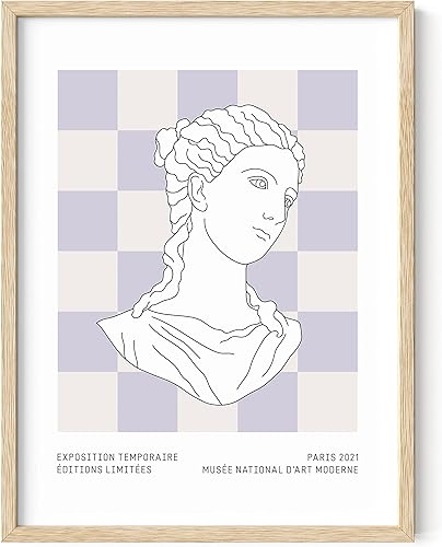 HAUS AND HUES Pósteres daneses en colores pastel, decoración estética de habitación pastel, arte de pared morado, decoración danesa (marco beige, 12