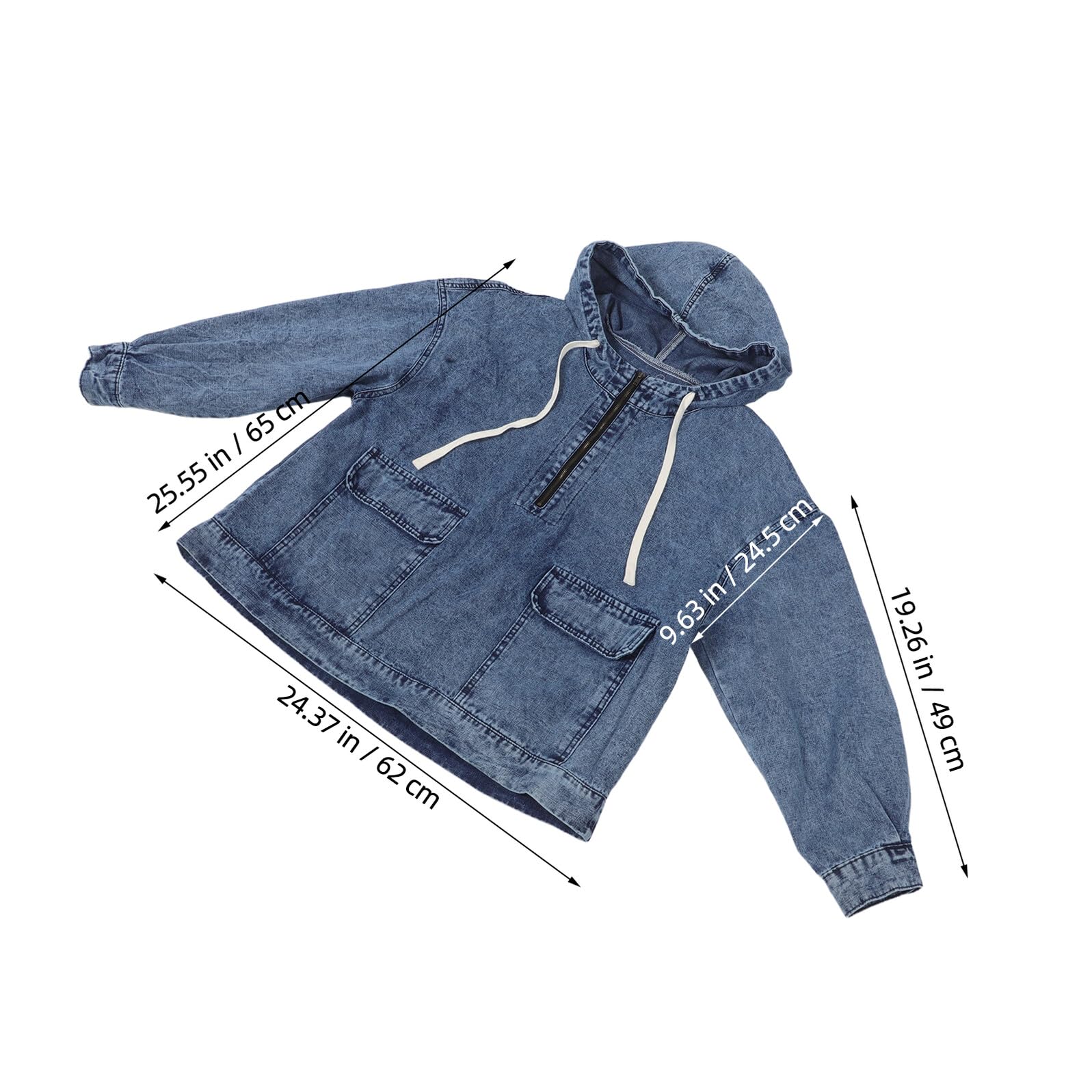 Healvian Chaqueta Vaquera Oversize con Capucha Estilo Vintage para Mujer Manga Larga Casual Urbano con Bolsillos